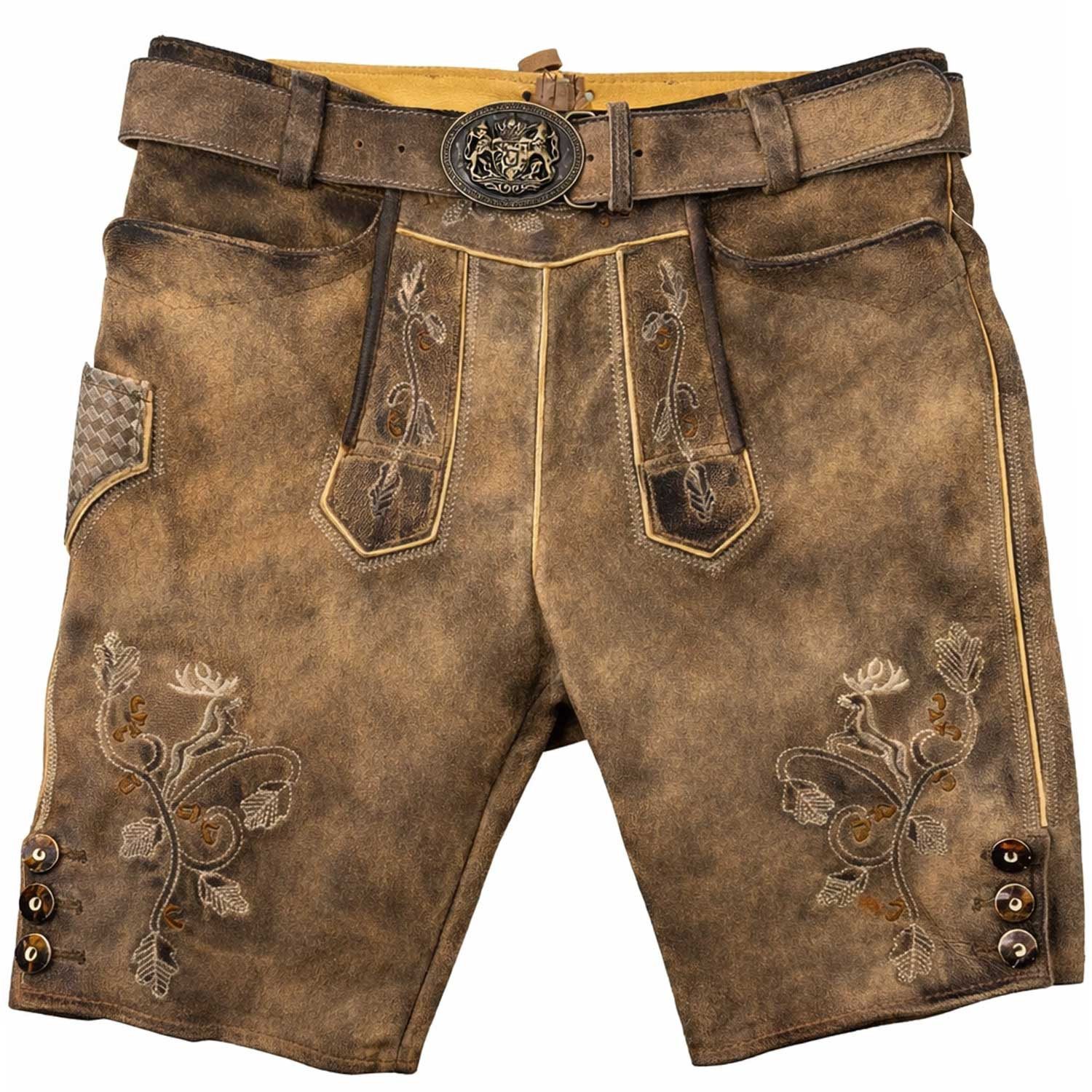 Maddox Trachtenlederhose 'Bercher' mit Gürtel, Camel