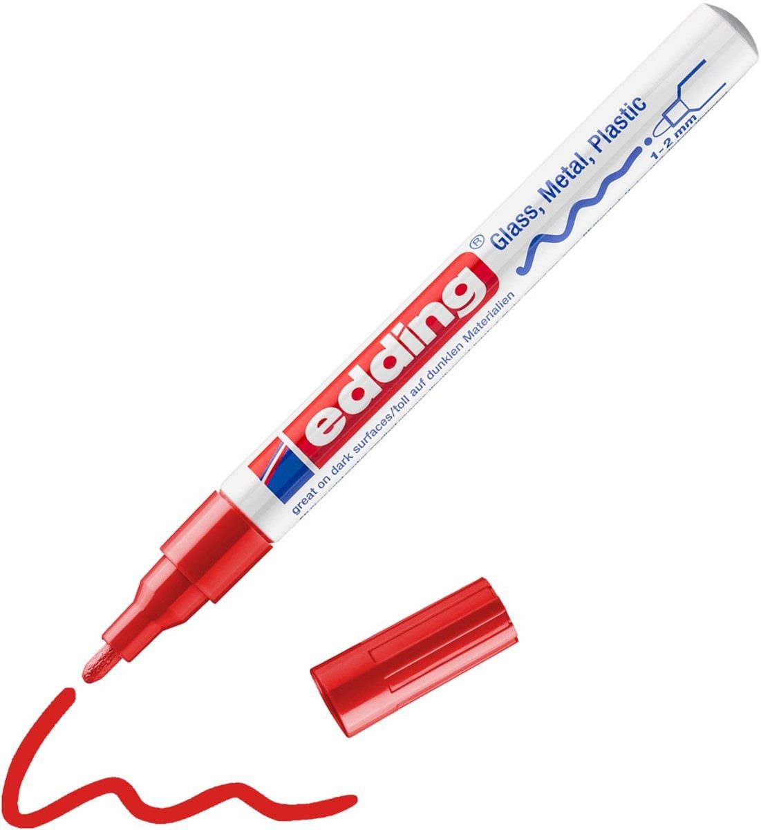 edding Lackmarker Glanzlack-Marker 751 creative Rundspitze 1-2 mm Rot, wasserfest und hitzebeständig