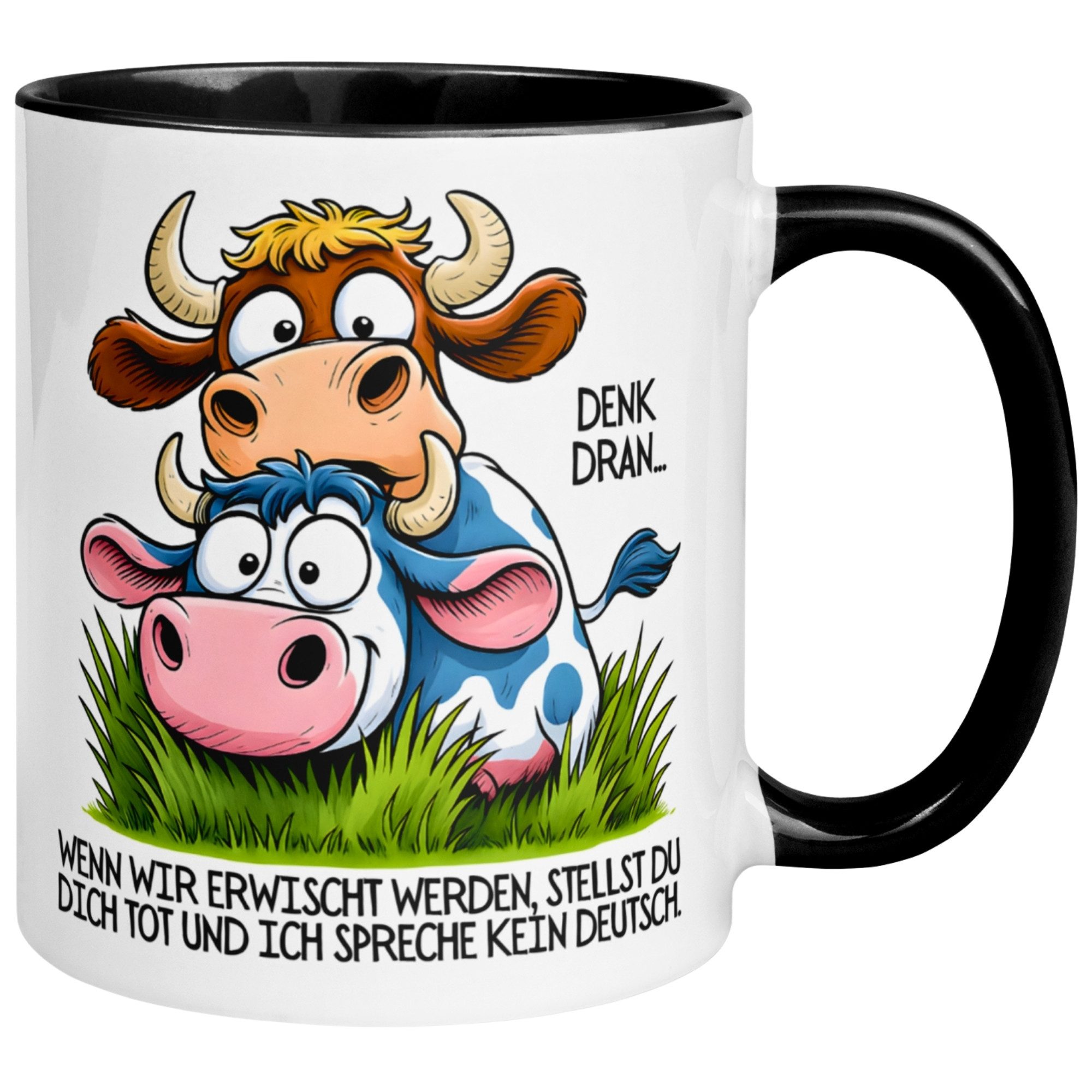 Momentals Tasse Kuh – „Wenn wir erwischt werden“ – lustiger Geschenk Becher Bauernhof, Gratis Versand · Links-&Rechtshänder · Spülmaschinenfest