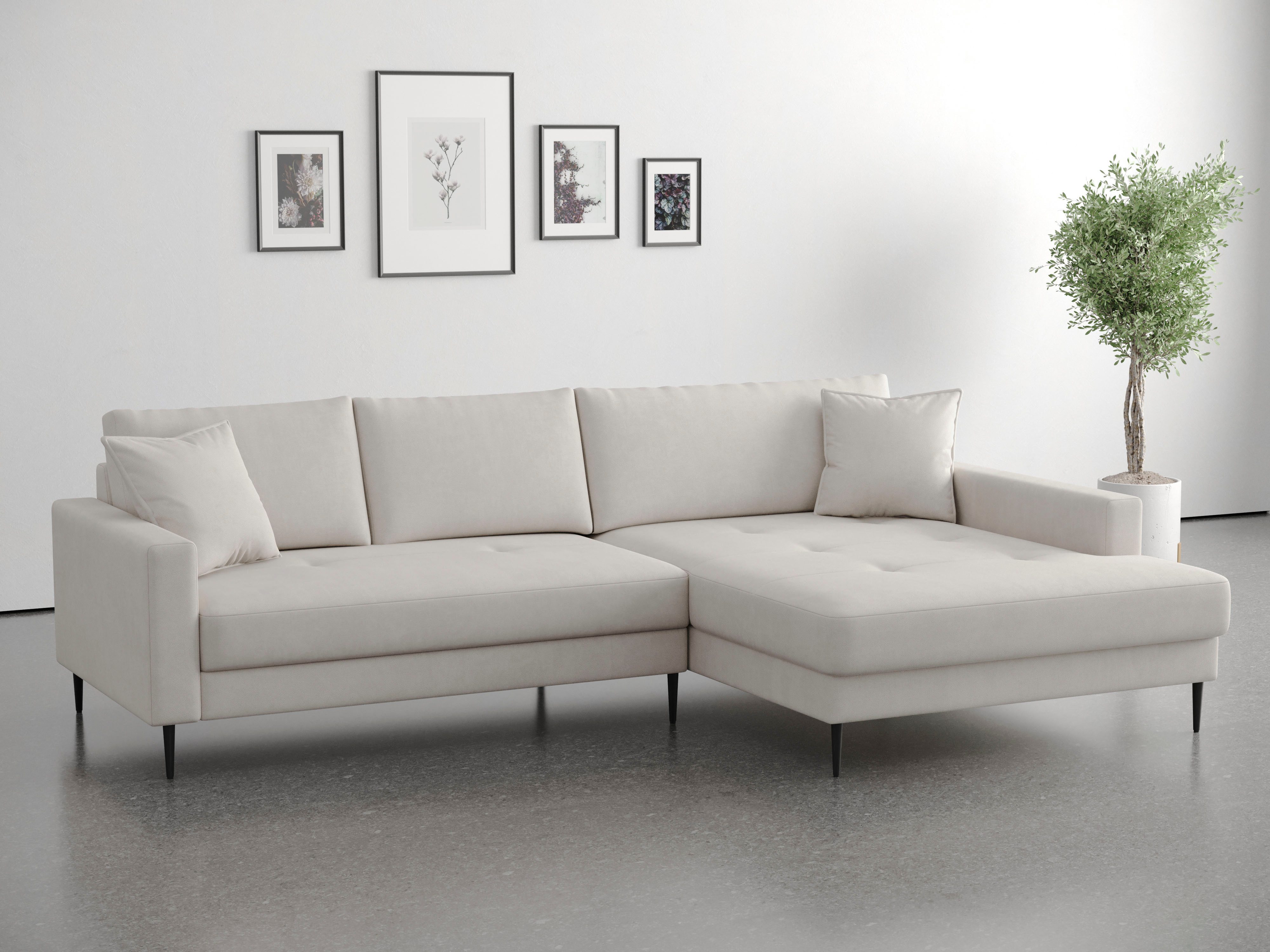 OTTO home Ecksofa Summer L-Form, B: 280cm, in Cord & Struktur, wahlweise mit Kopfstützen, schwarze Metallfüße