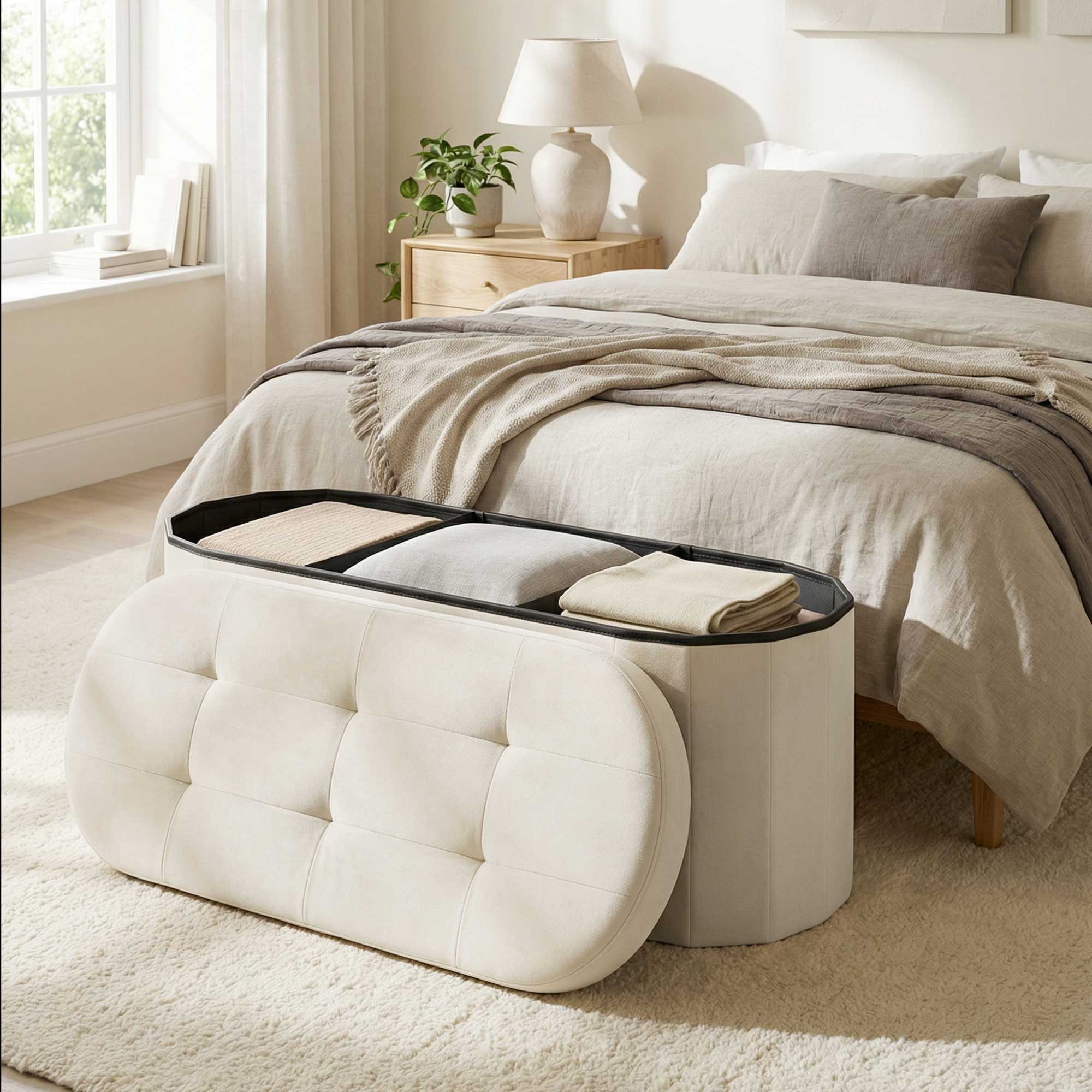 SONGMICS Sitzhocker, Sitzbank mit Stauraum, Aufbewahrungsbox, faltbare Fußb günstig online kaufen