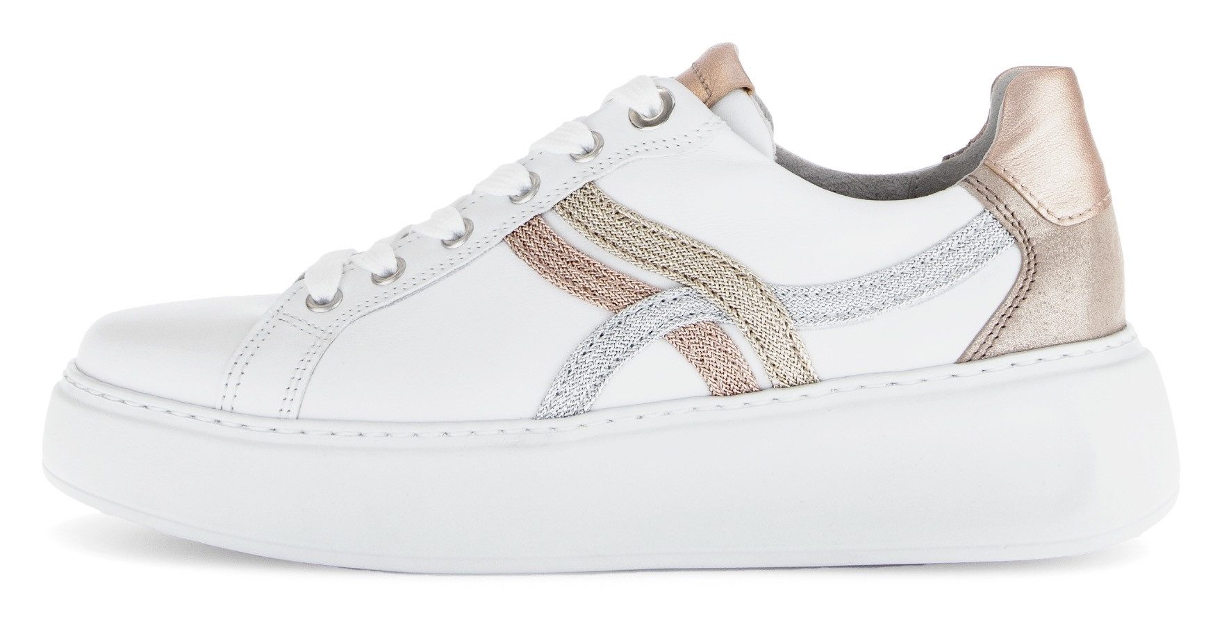 Gabor FLORENZ Plateausneaker, Freizeitschuh, Halbschuh, Schnürer, Kontrastbesätze, Weite G (weit)