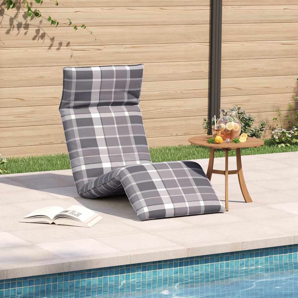 vidaXL Gartenliege Sonnenliege Klappbar Grau Karomuster günstig online kaufen