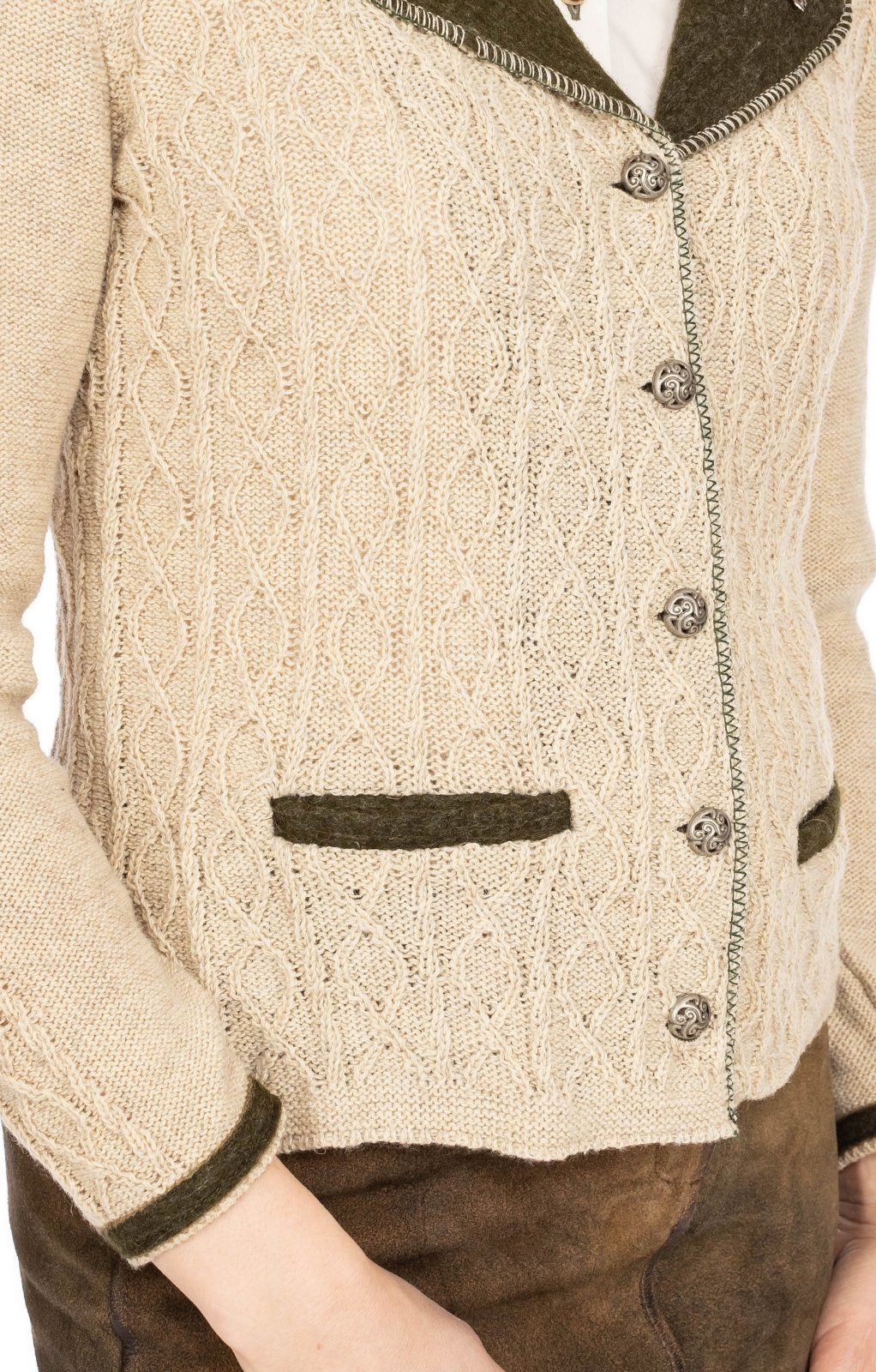 Strickjacke beige DA1016 Almsach Strickfleecejacke