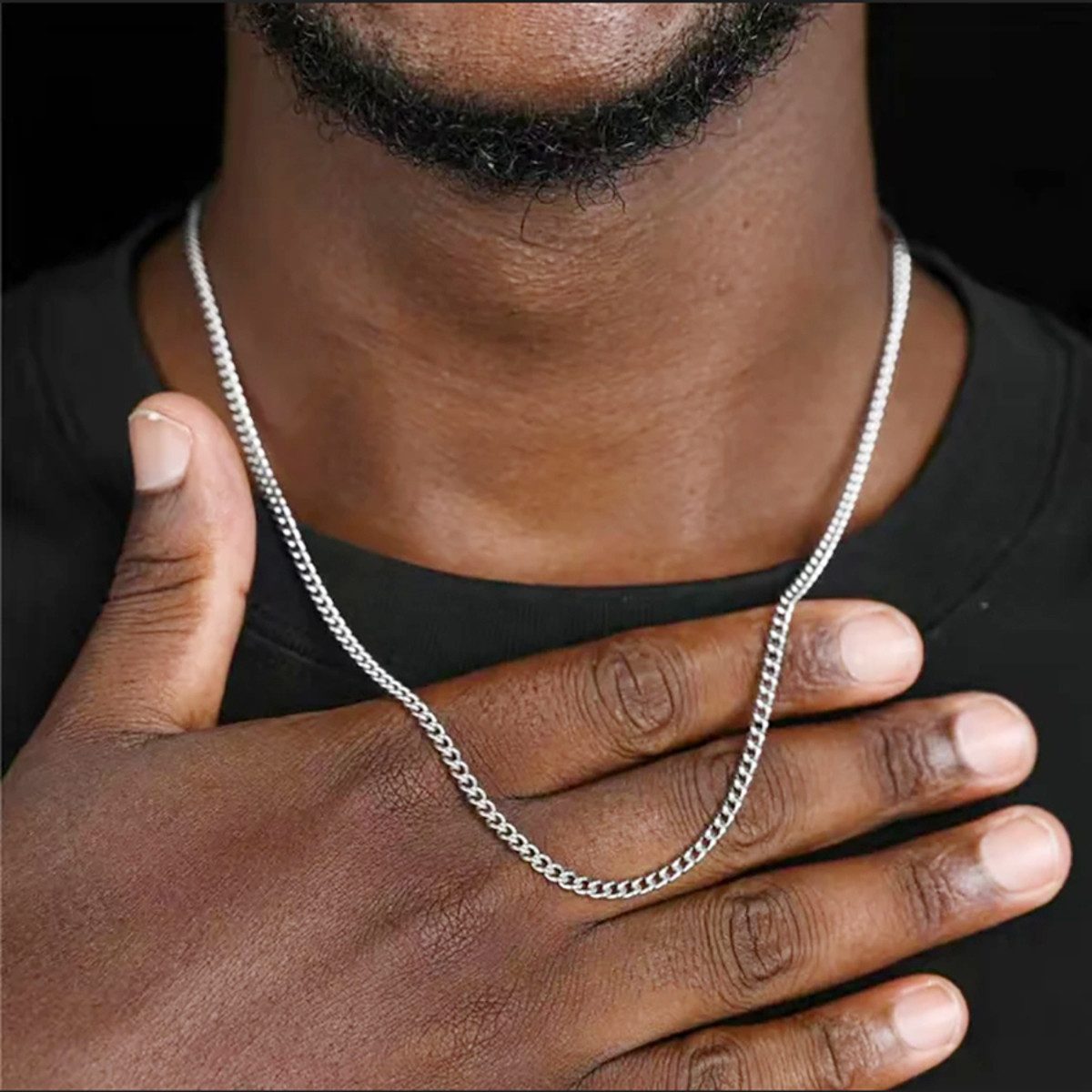 KARMA Edelstahlkette Silber Halskette Edelstahl Kette Schmuck wasserfest & antiallergisch (Damenhalskette Unisex Edelstahlhalskette), verschiedene Längen 50 cm 55 cm oder 60 cm Herrenschmuck