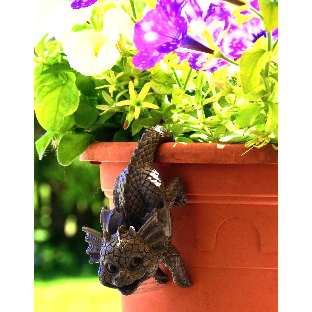 MystiCalls Gartenfigur Gartendrachen - Blumentopfhänger 4 - 4er-Set Draußen, Für wetterfest, (Hersteller-Kombi-Set, St), Drinnen frostfest und Dekofigur, nicht