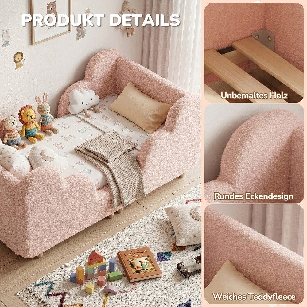 Meulbaty Kinderbett mit weichem Bodenbettgestell, extra breites Sicherheitsbett (1-tlg), für Mädchen und Jungen, ohne Matratze, 140 x 70 cm – Bild 2 von 5