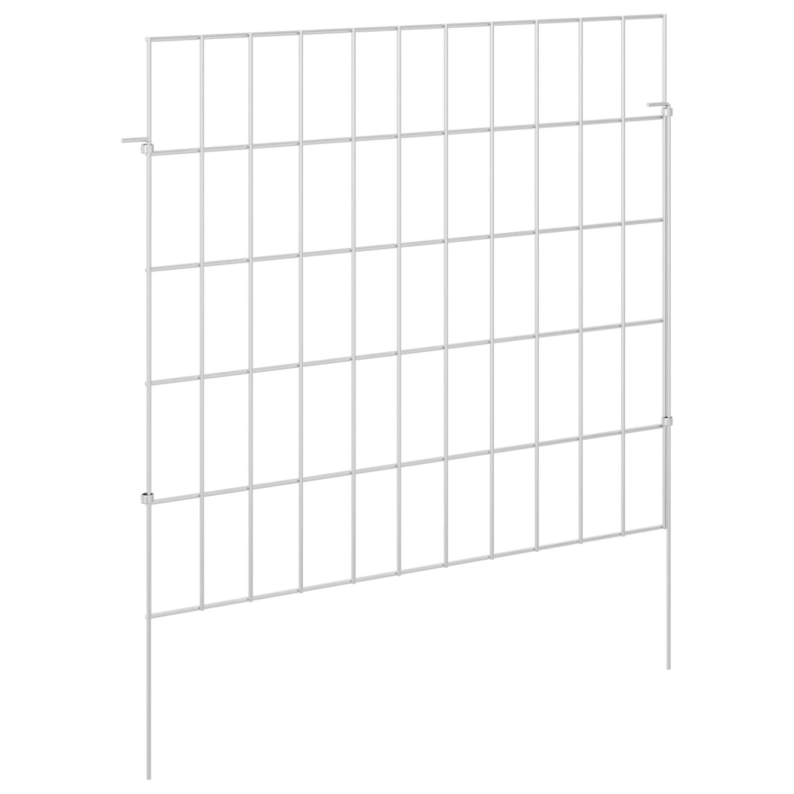 vidaXL Gartenzaun Gartenzaun mit Pfählen 24 pcs 55 x 50 cm Mesh Verzinkter Stahl, (24-St)