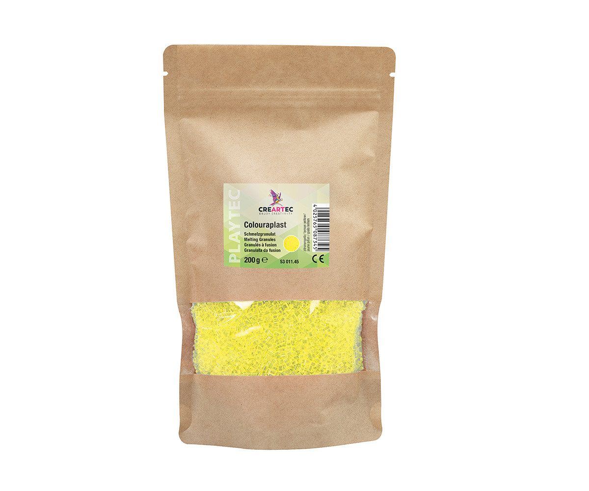 CREARTEC Bastelperlen Colouraplast Zitronengelb - 200g - Perlenspaß für Groß und Klein, für Fensterbilder, Anhänger und vielem mehr - Made in Germany
