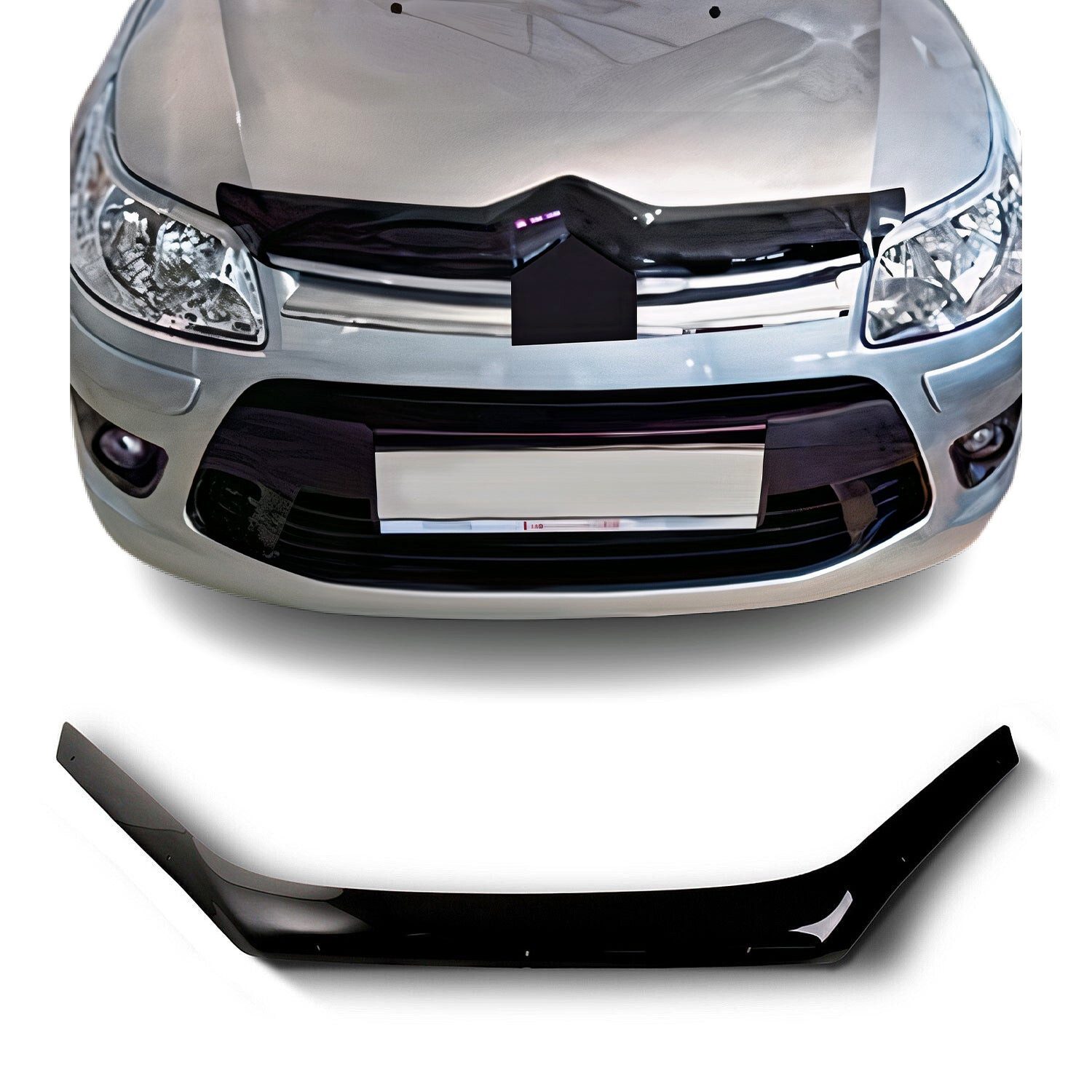 OMAC Lüftungsgitter Motorhaube Deflektor schutz für Citroen C4 Schrägheck 2008-2010 Dunkel (1 St), Luftabweiser, Abweiser, Schneeschutz, Langlebig,Einfache Montage