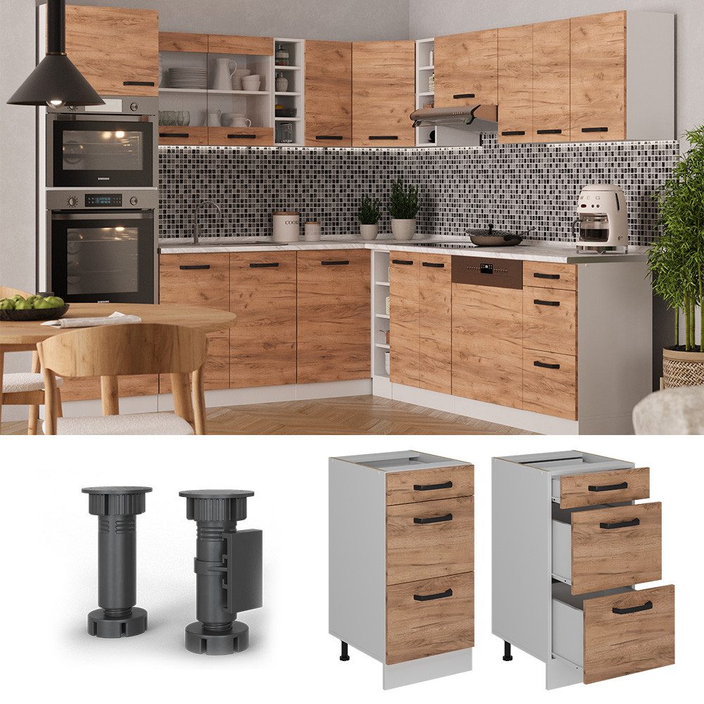Vicco Unterschrank R-Line, Goldkraft Eiche/Weiß, 40 cm ohne Arbeitsplatte (1-St)