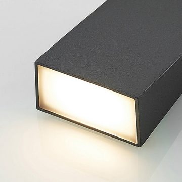 Lucande LED Außen-Wandleuchte Adarey, LED-Leuchtmittel fest verbaut, warmweiß, Modern, Aluminiumdruckguss, dunkelgrau (RAL 7024), 1 flammig, inkl.