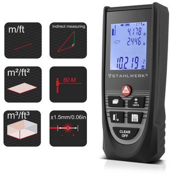 STAHLWERK Lasermessgerät Laser Entfernungsmesser LE-60 ST, (Packung, 5 St), Entfernungen