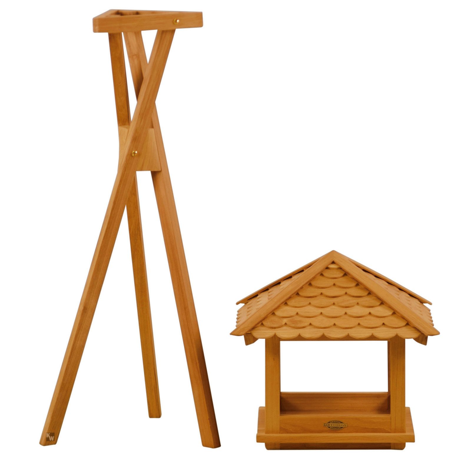 Kai Wiechmann Vogelhaus Teak Vogelfutterhaus mit Standfuß als wetterfeste Futterstation
