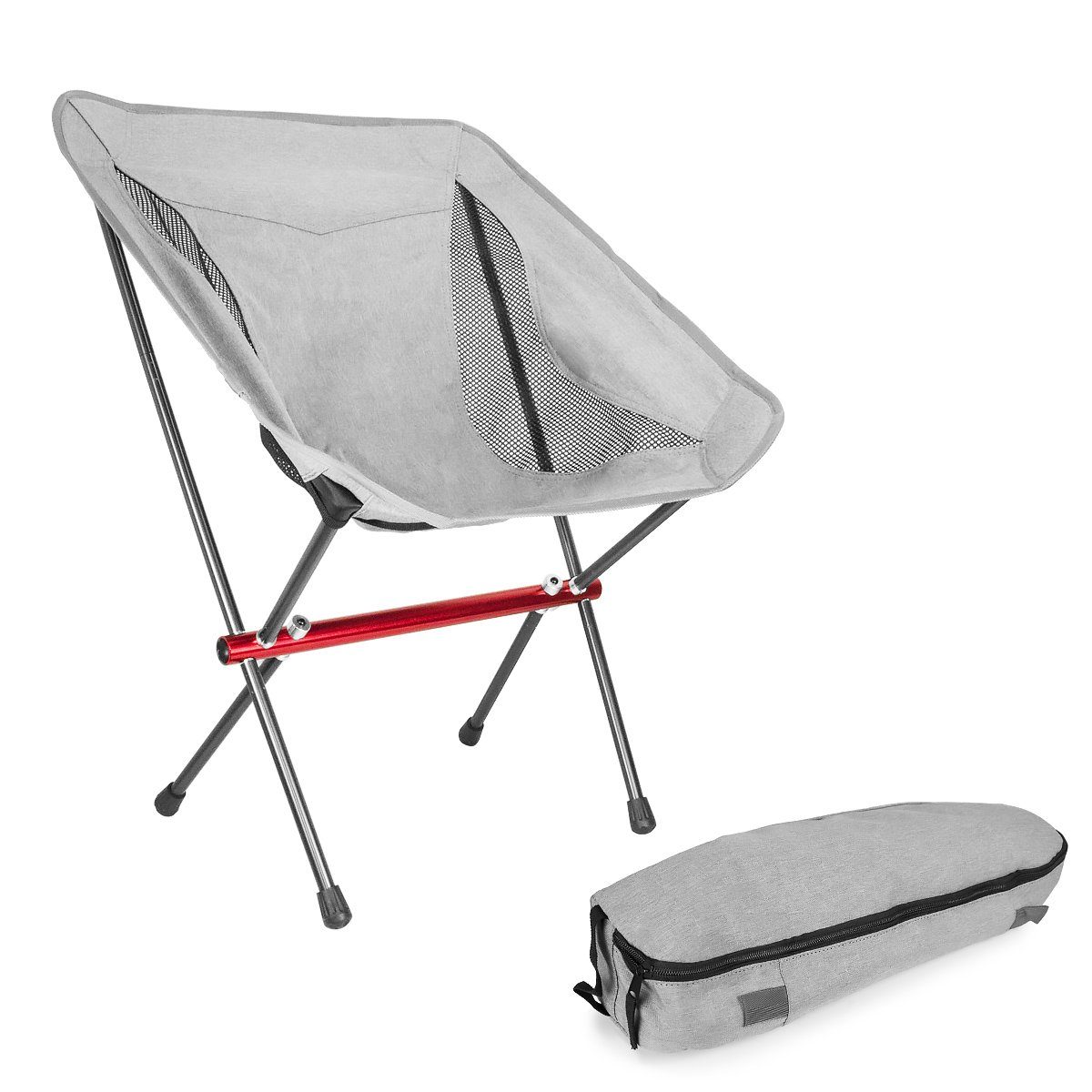 MidGard Klappstuhl Campingstuhl ultraleicht aus Aluminium & Polyester bis 140kg belastbar Grau