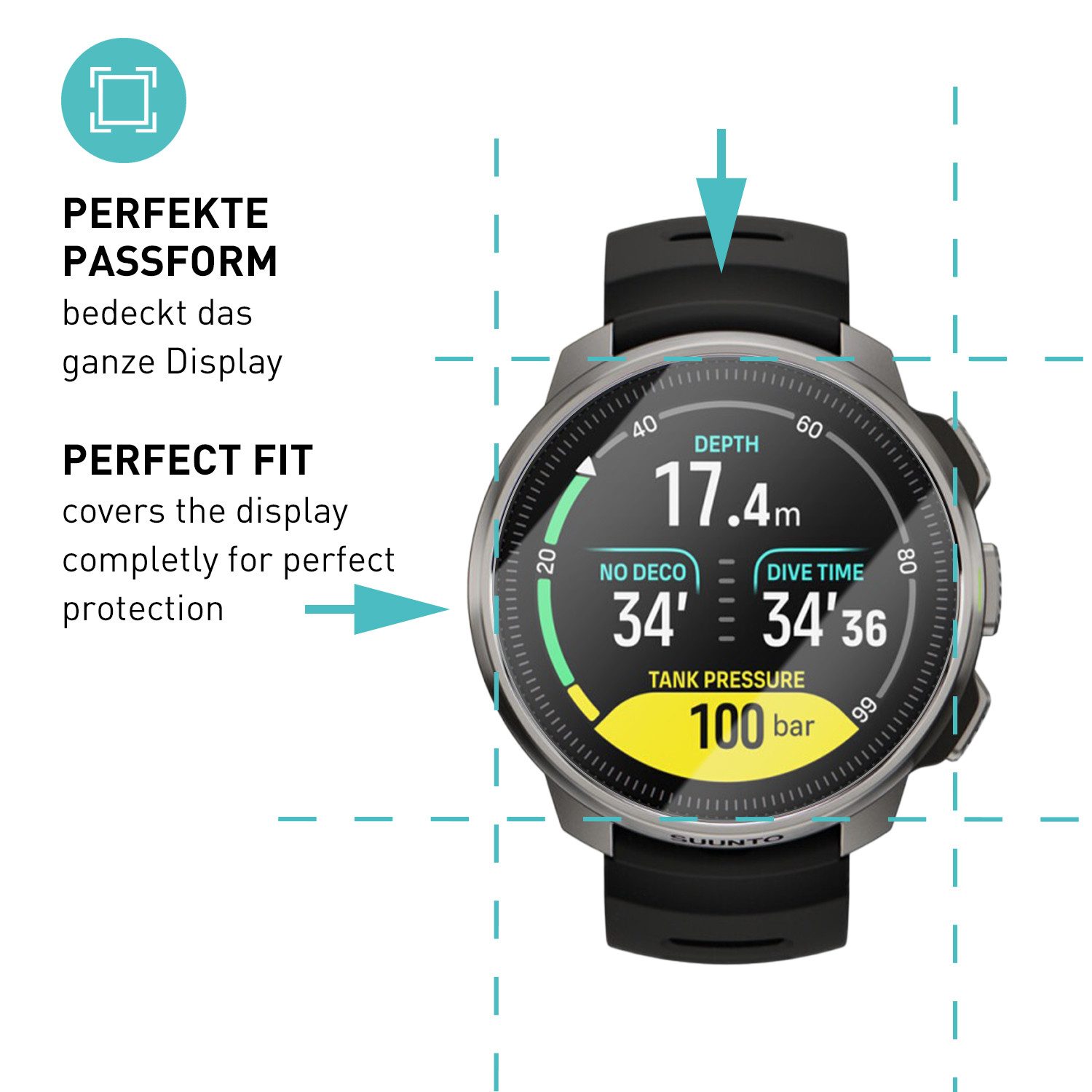 smartect Displayschutzglas Schutzglas Panzerfolie Klar für Suunto Ocean, Set, 3 Stück, Schutzfolie Glasschutz Bildschirm