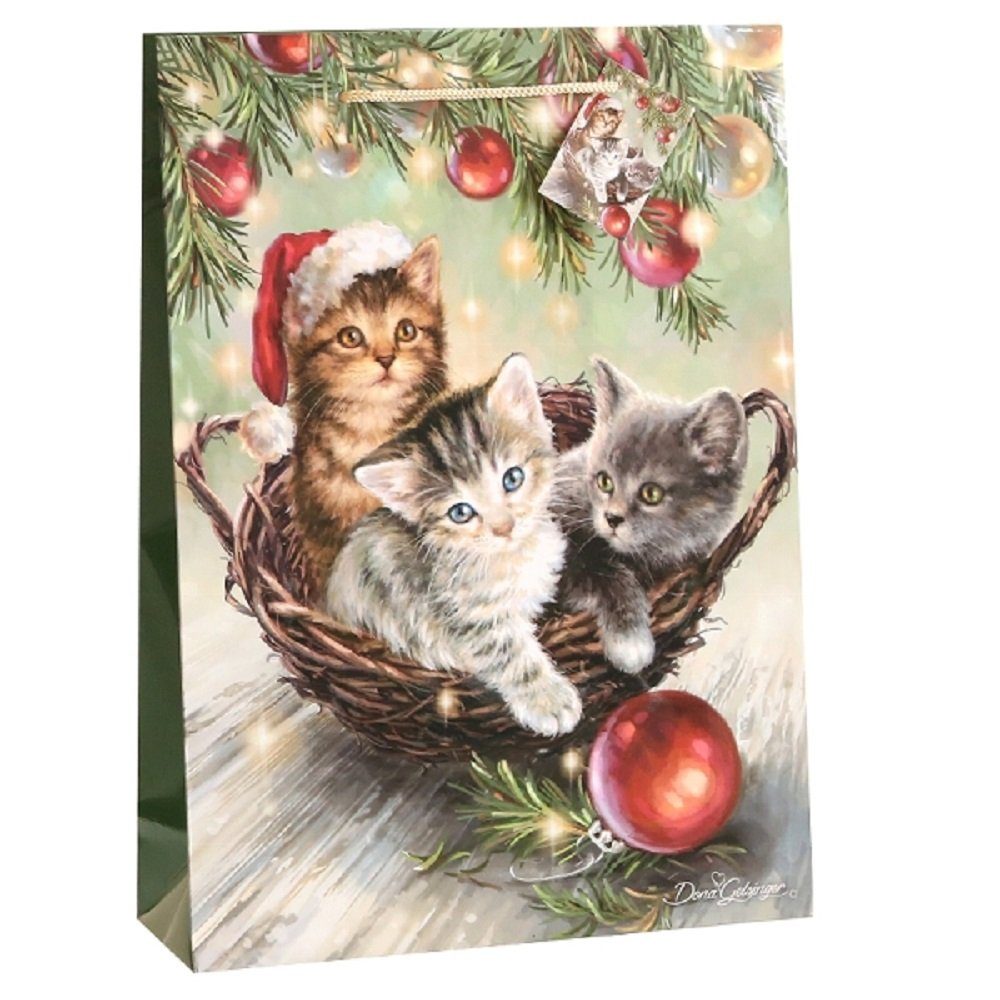 Linoows Tragetasche 10 Stück Geschenktüten Große Katzen`, Weihnachten Papiertragetaschen `kleine