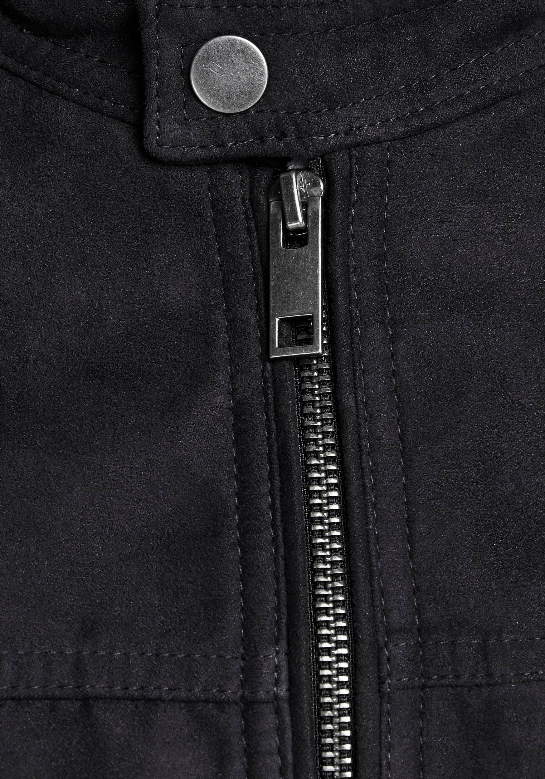 Jack & Jones Lederimitatjacke JJEROCKY in Kunstlederoptik mit Reißverschlusstaschen unifarben, modisch, regular fit, Lederimitat