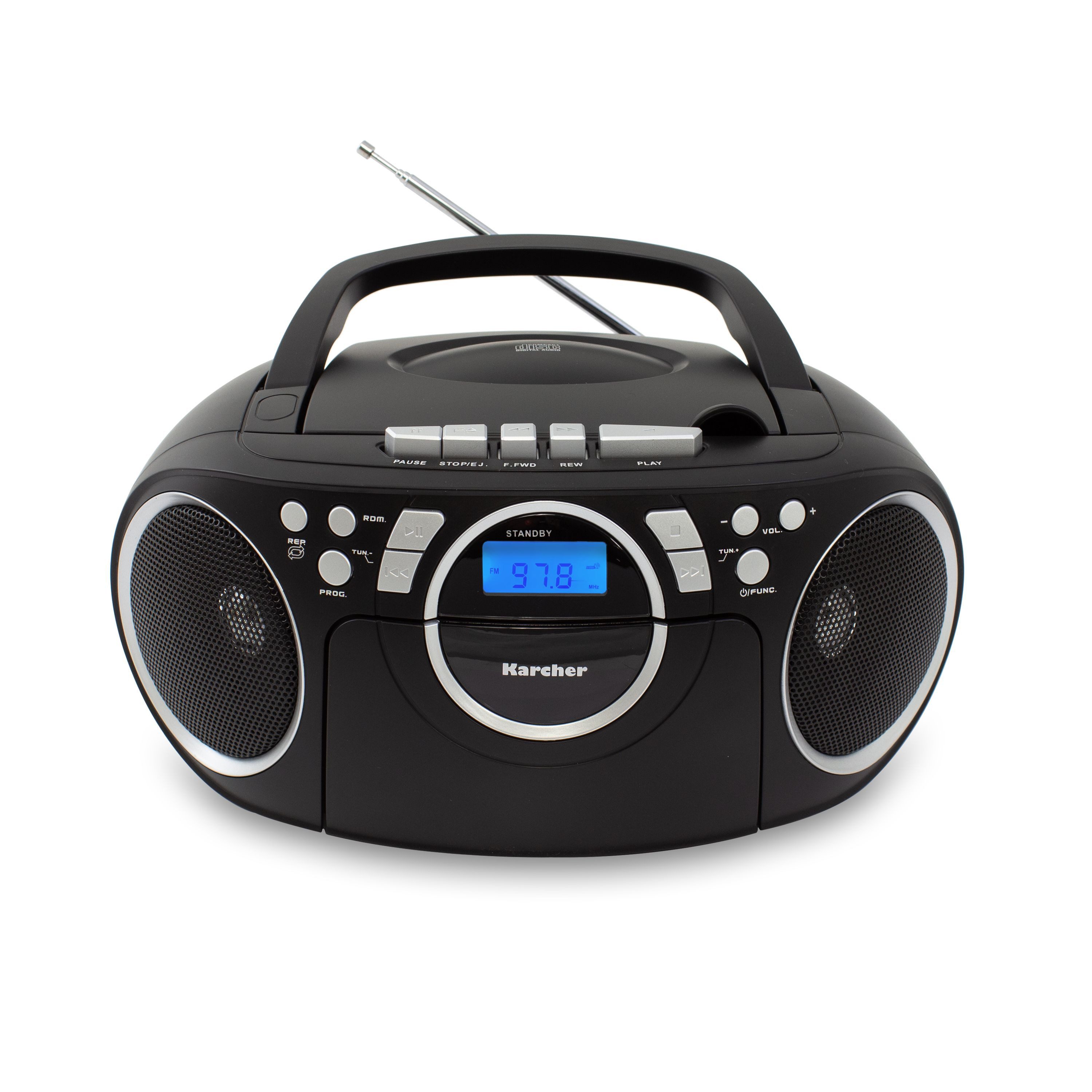 Karcher RR-5042-B Boombox (UKW (FM), tragbarer CD-Player mit UKW Radio, Kassettendeck)