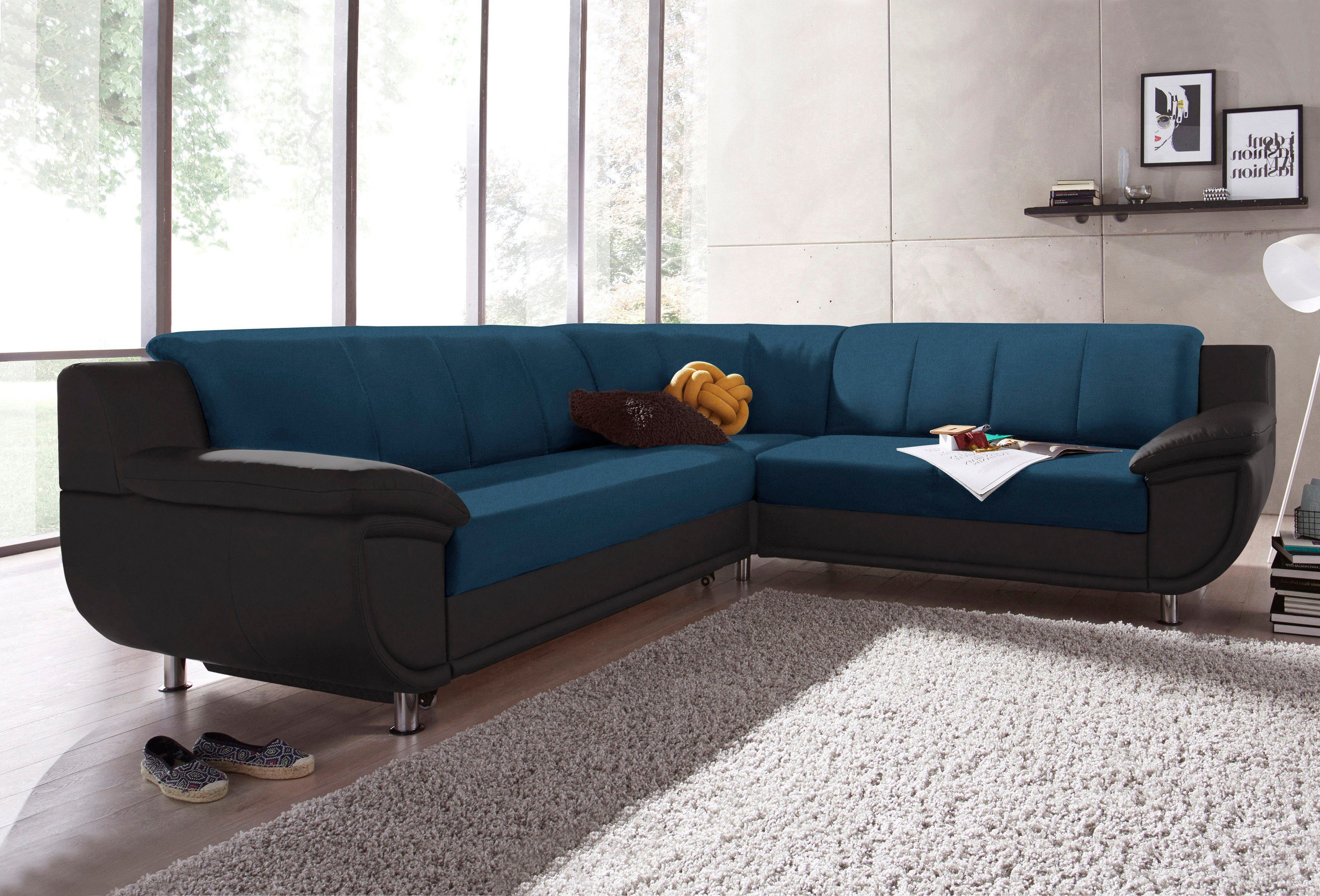 TRENDMANUFAKTUR Ecksofa Rondo 3, zeitlos und modern, im Materialmix, L-Form, wahlweise Federkern für hohen Sitzkomfort, wahlweise Bettfunktion