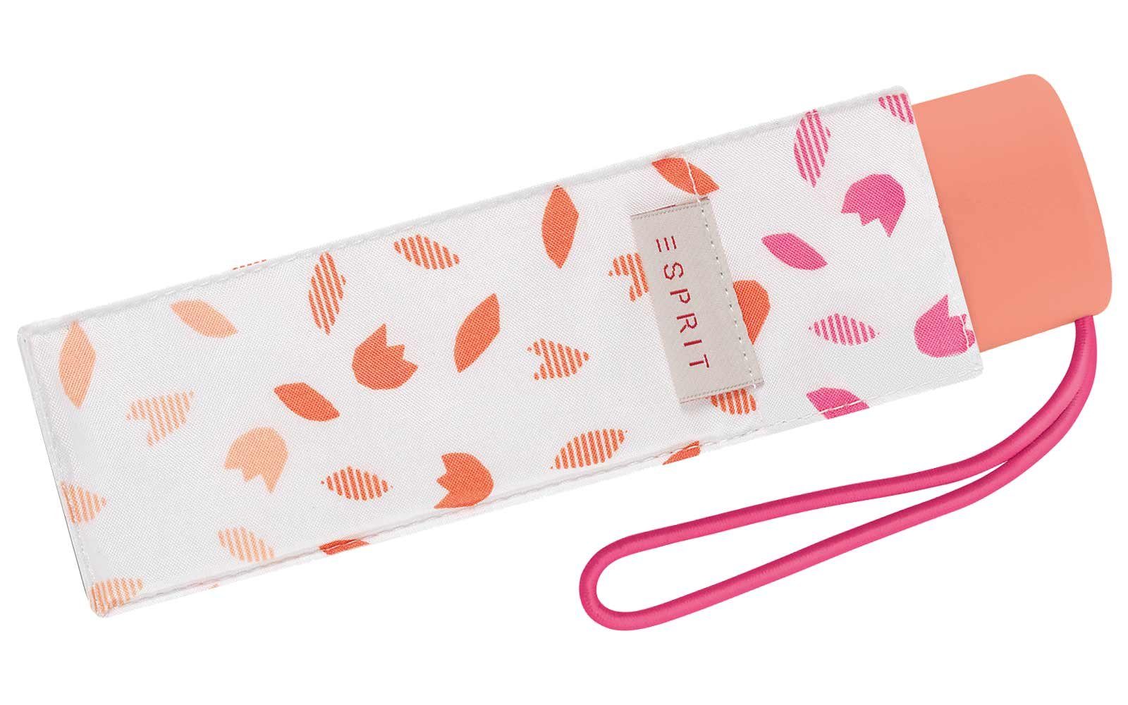 Esprit Taschenregenschirm kleiner, handlicher Schirm für Damen, zarte Blütenblätter in farblicher Abstufung orange