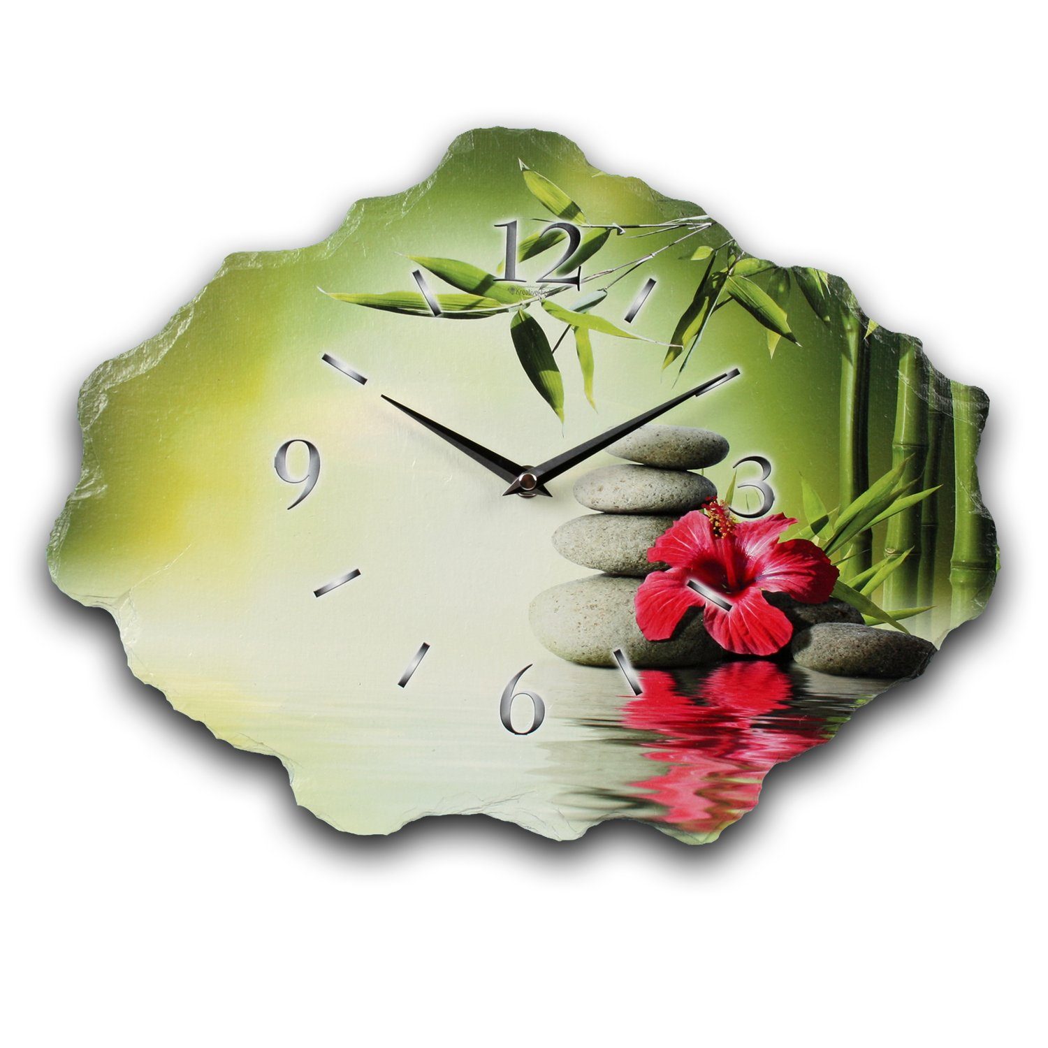 Kreative Feder Wanduhr Design-Wanduhr aus Stein (Beton) „Relax“ (Funk- oder Quarzuhrwerk; ohne Ticken; elegant, außergewöhnlich, modern)