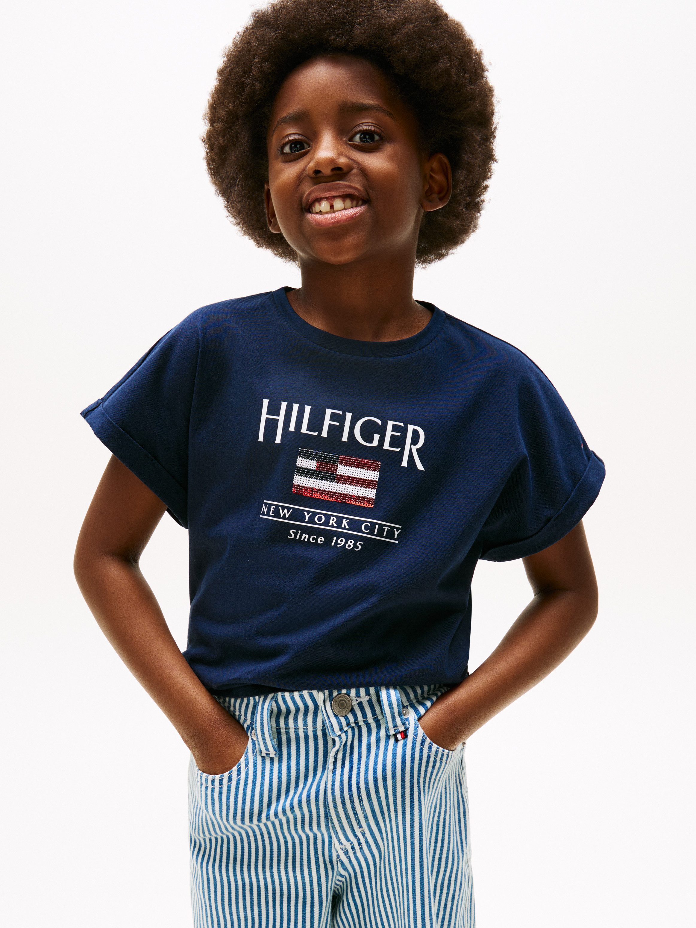 Tommy Hilfiger Kurzarmshirt HILFIGER SEQUINS FLAG günstig online kaufen