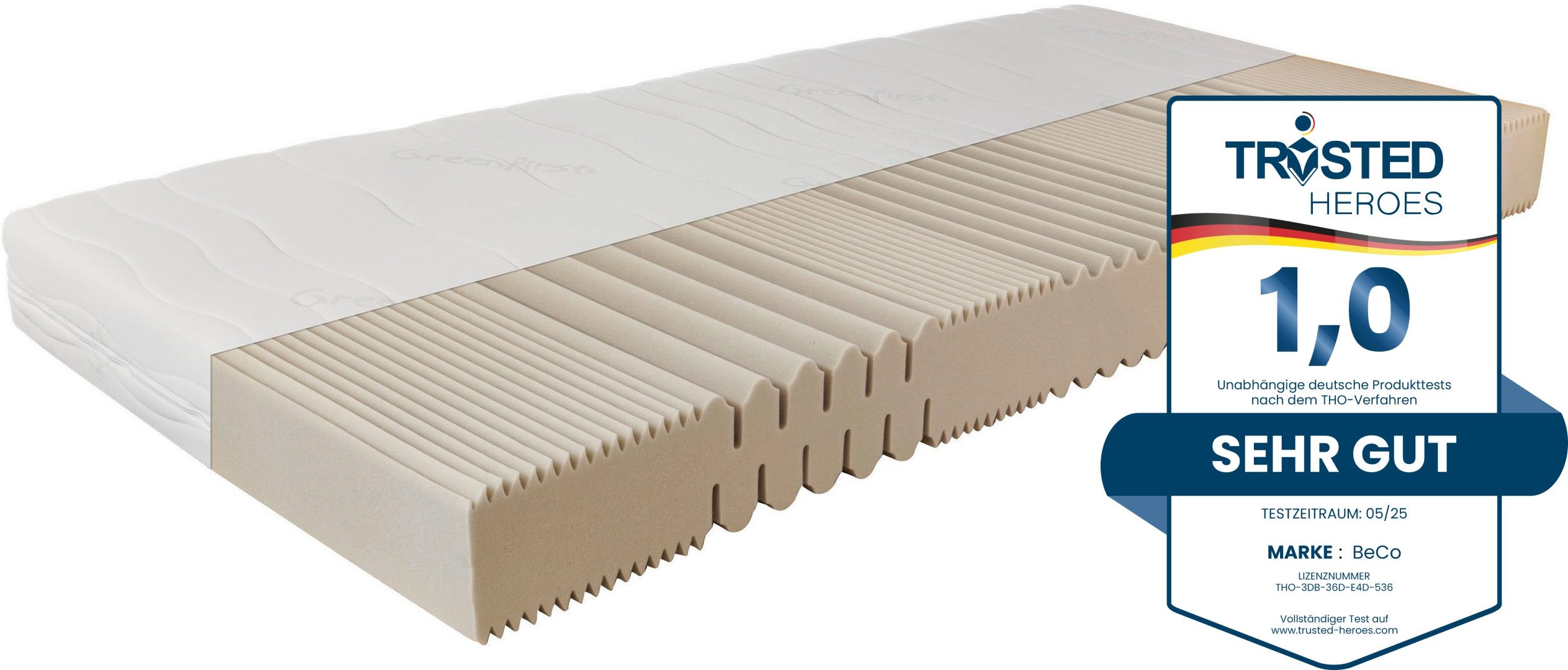 Komfortschaummatratze Matratze Active Greenfirst, Matratze in diversen Größen erhältlich, Beco, 18 cm hoch, Matratze in 90x200 cm und weiteren Größen, punktelastische Matratze
