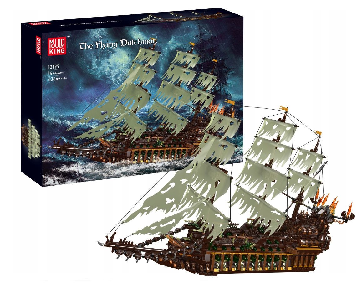 COIL Bausteinset, Bauklötze, Baukasten, Schiff aus Blöcken Spielbauklötze, (Piratenschiff, 4364 St., Modell: 13197), MOC The Flying Dutschman, für Kinder ab 14 Jahren