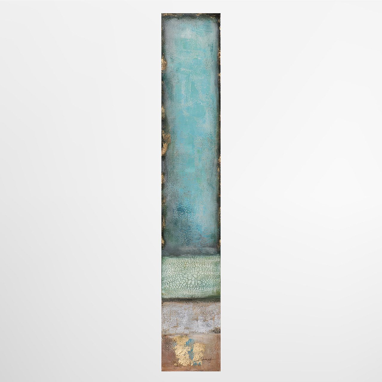 ArtUniverse Gemälde Schlanke Harmonie in Türkis 25 x 150 cm, Abstrakt