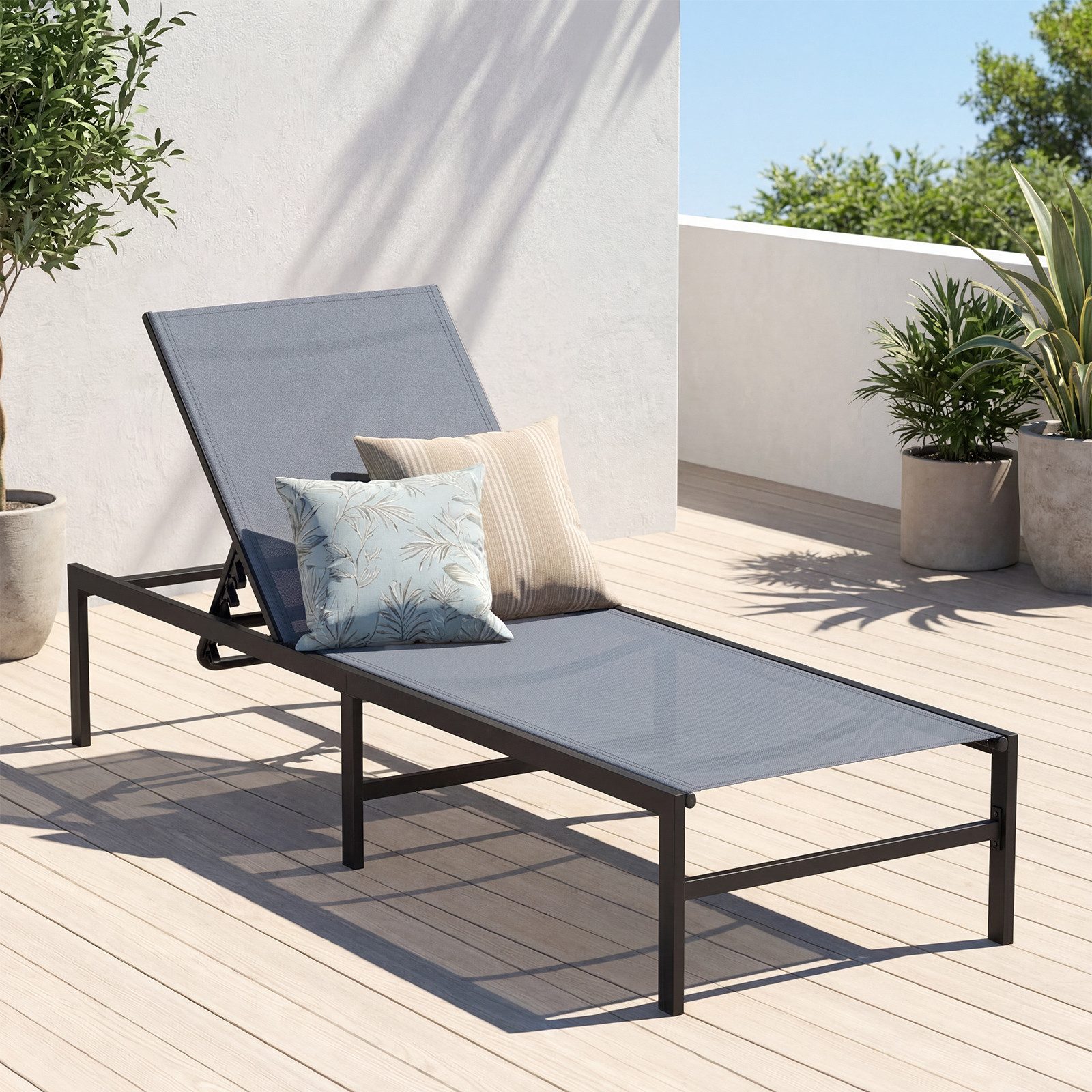 COSTWAY Gartenliege Sonnenliege, mit 6 verstellbarer Positionen Rückenlehne