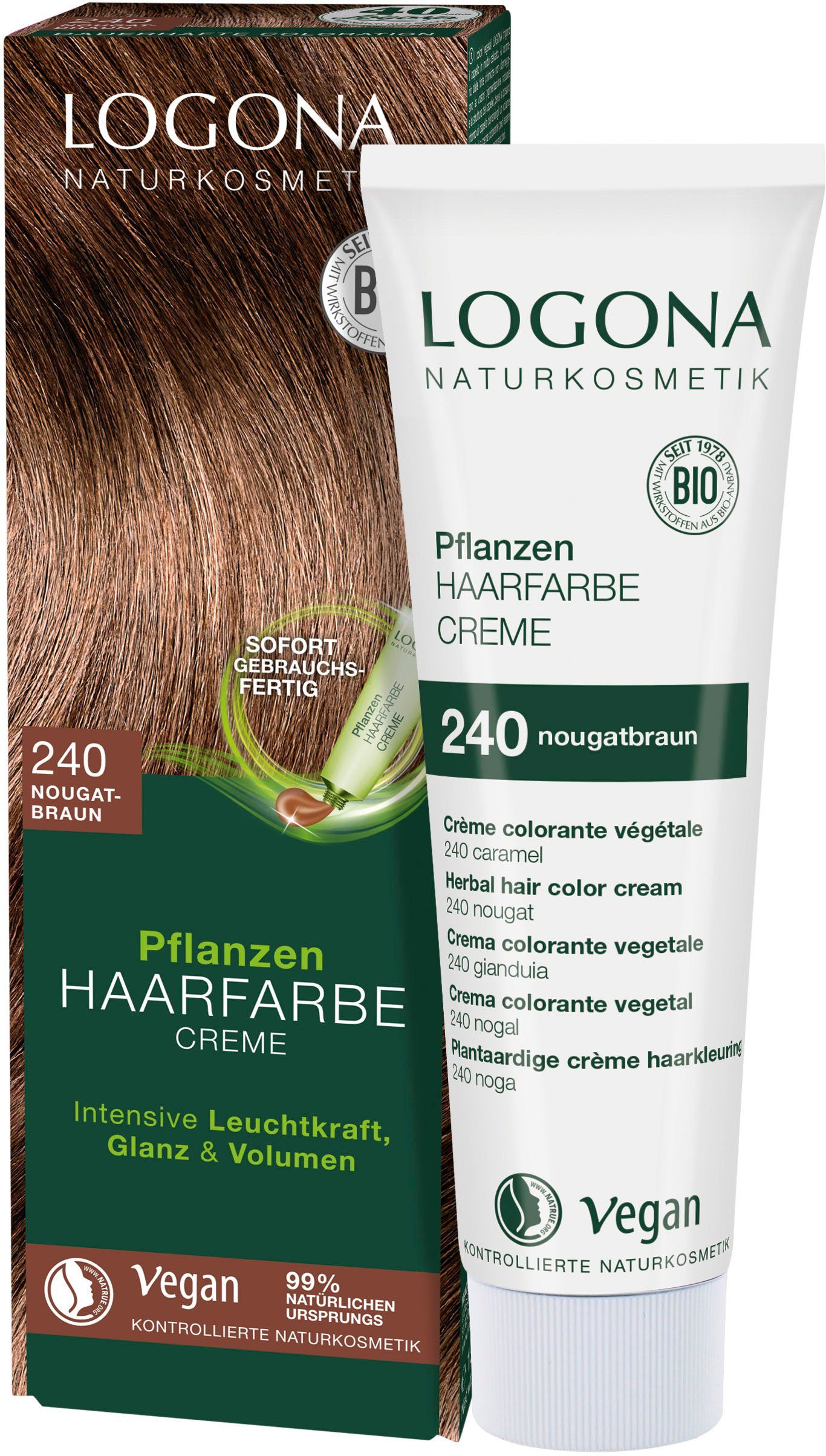 240 nougatbraun Haarfarbe Pflanzen-Haarfarbe LOGONA Creme Logona
