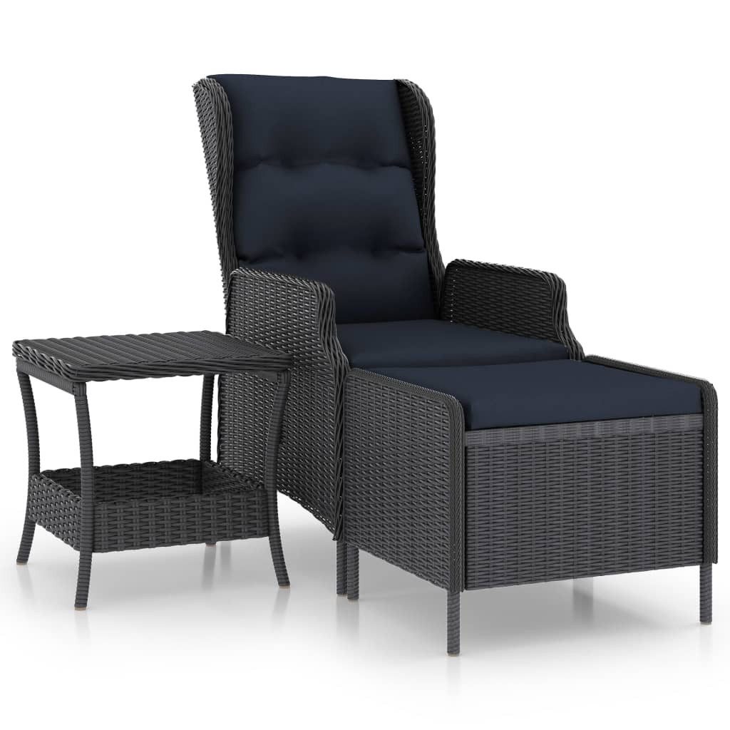 vidaXL Gartenlounge-Set 2-tlg. Garten-Lounge-Set mit Auflagen Poly Rattan Dunkelgrau, (2-tlg)