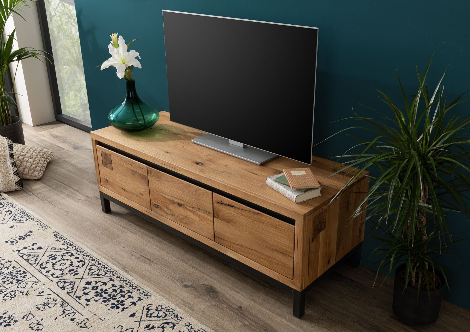 Massivmoebel24 TV-Board (TV-Board Wildeiche 153x55x54 natur günstig online kaufen