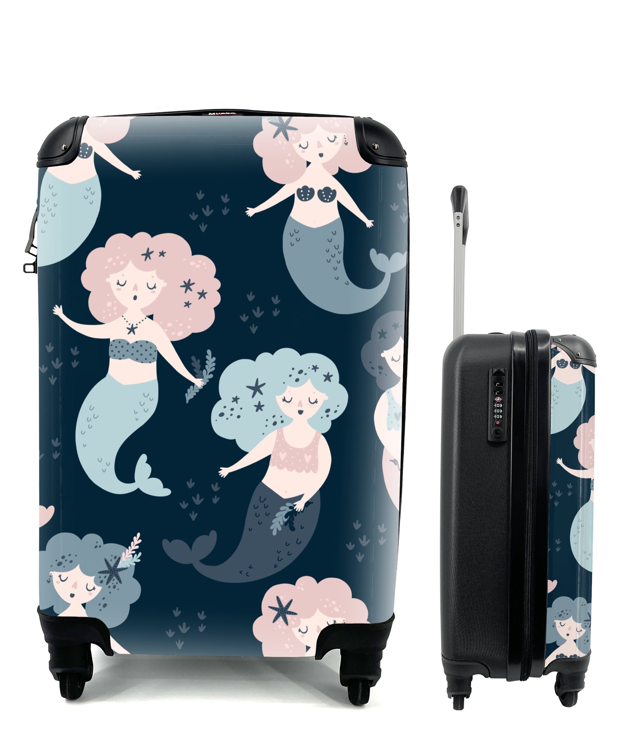MuchoWow Reisekoffer mit - - Handgepäck Baby Meerjungfrau Kind 4 Schnittmuster Kinder, für Trolley, Ferien, rollen, Rollen, Mädchen - Reisetasche Handgepäckkoffer - -