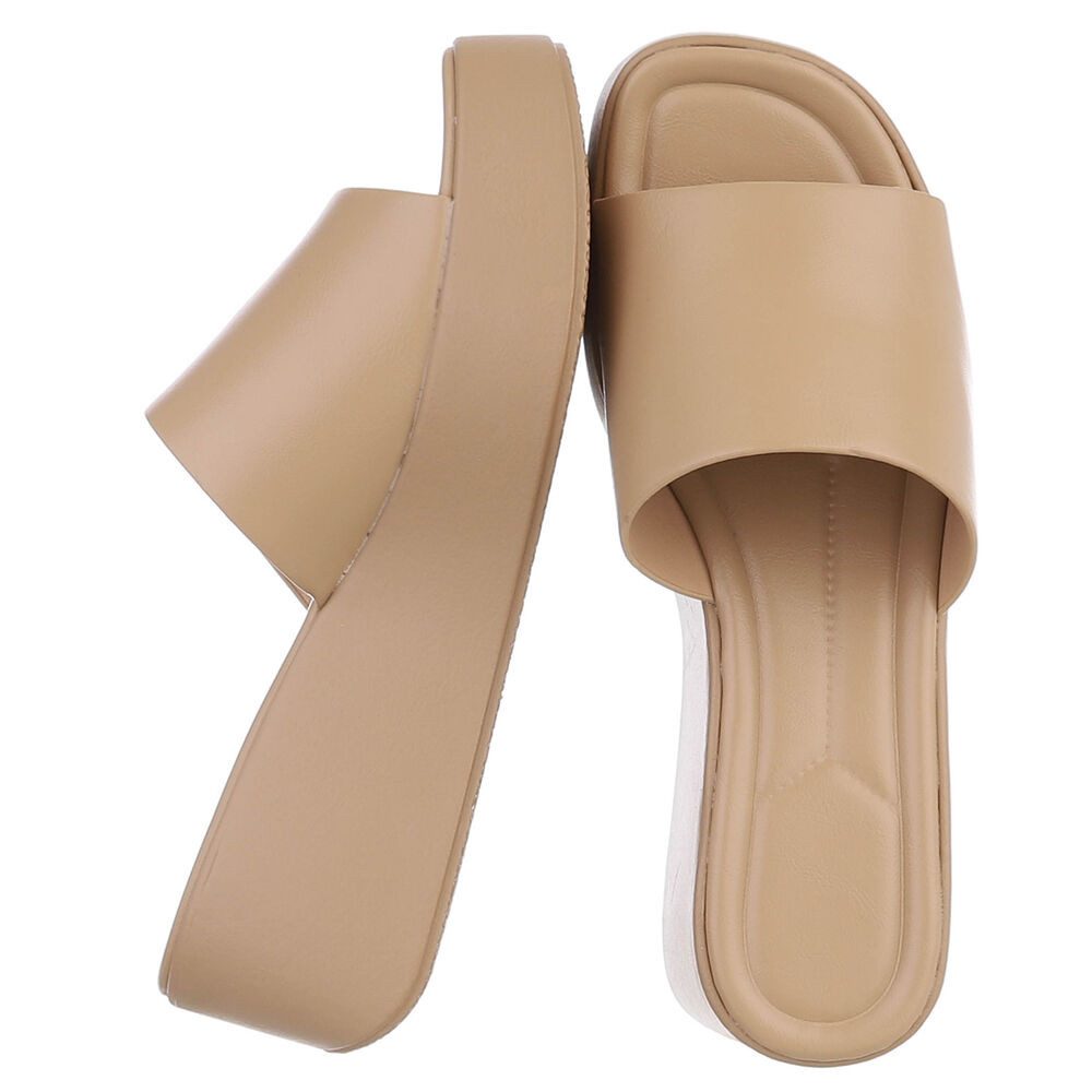 Ital-Design Plateausandal mit Cut-Out und gepolsterter Sohle Plateausandaletten (91512291) Keilabsatz/Wedge Keilsandaletten in Hellbraun