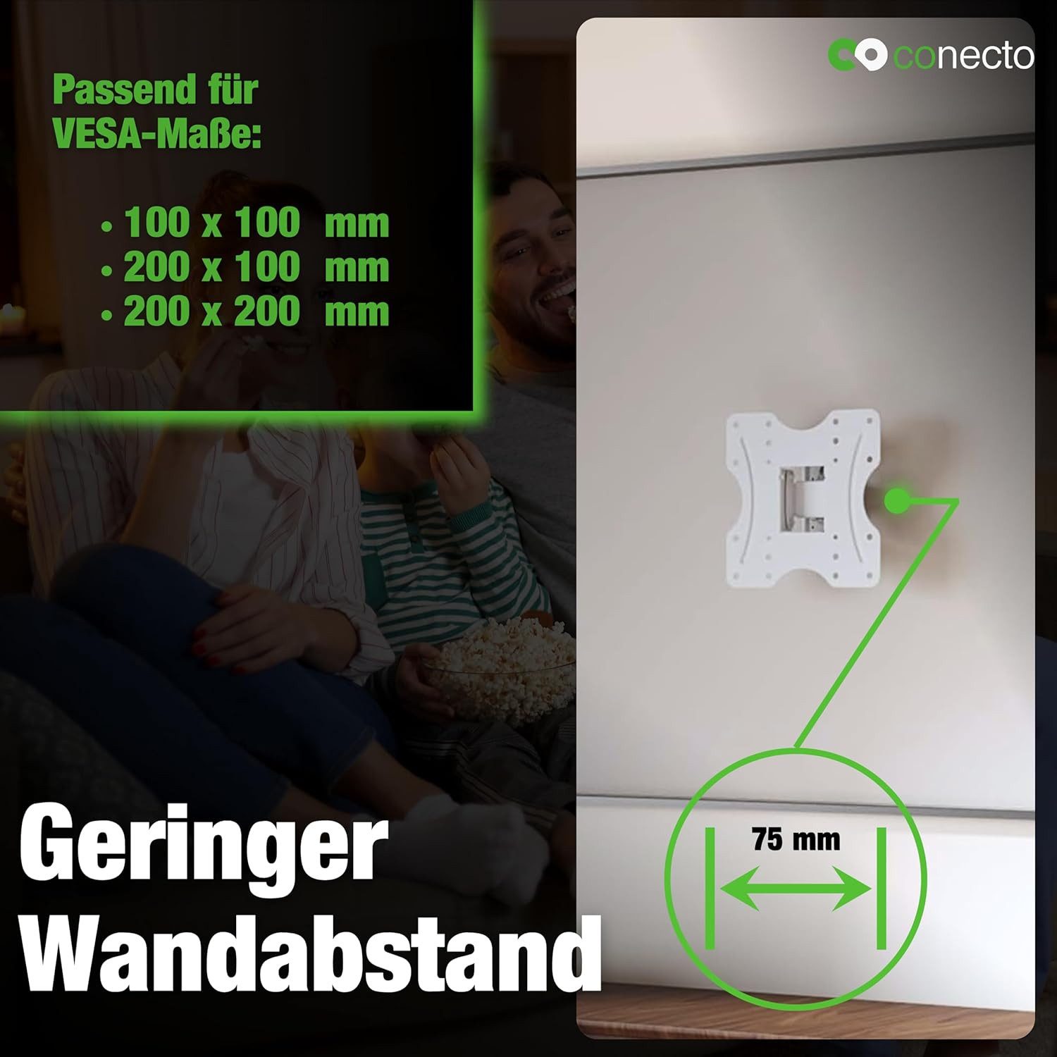 conecto TV-Wandhalterung TV Wandhalter für LCD LED Fernseher & Monitor, (bis 42 Zoll, schwenkbar, neigbar)