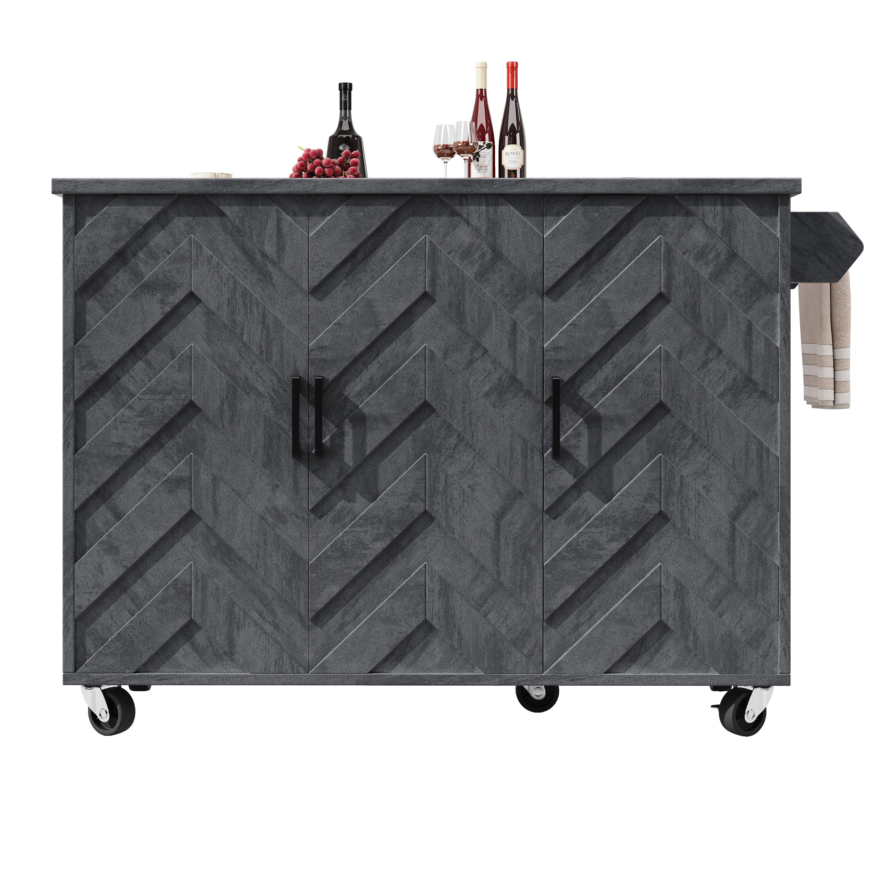Thanaddo Esstisch Mobile Kücheninsel, ausziehbarer Esstisch und Sideboard
