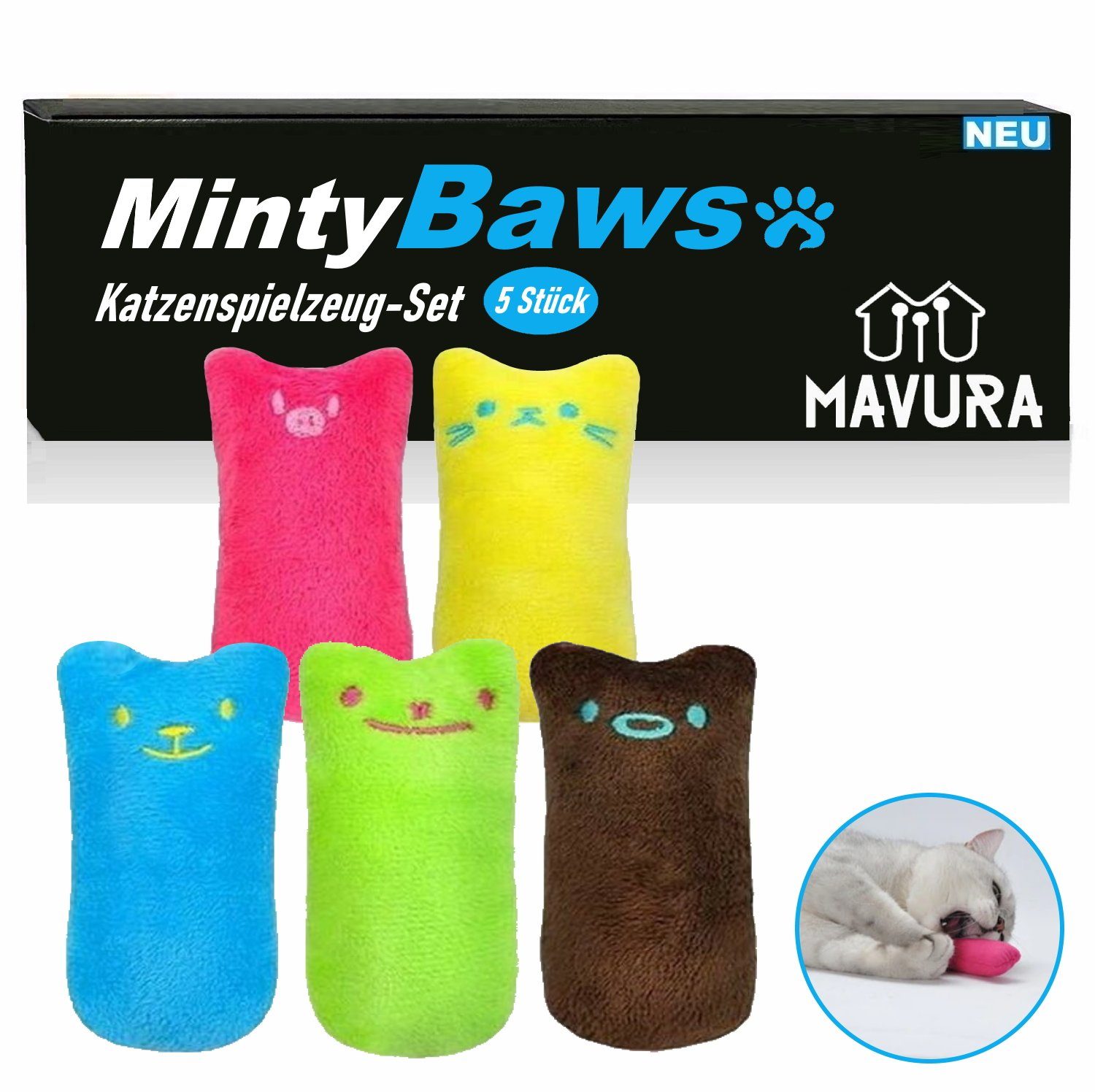 Kauspielzeug MintyBaws Katzenminze Kissen Set Katzenspielzeug