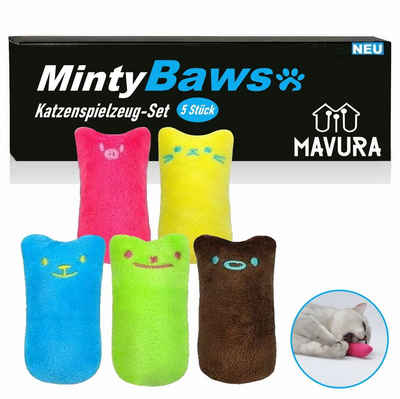 MAVURA Kauspielzeug MintyBaws Katzenminze Kissen Set Katzenspielzeug, (Katzenminze-Kissen Katzen Interaktiv), Spielzeug Beschäftigung Minze [5er Set]