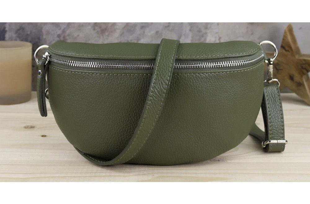 Blade Bauchtasche Damen Echtleder Umhängetasche Brusttasche Gürteltasche, als Schultertasche tragbar mit Verstellbare Schultergurte