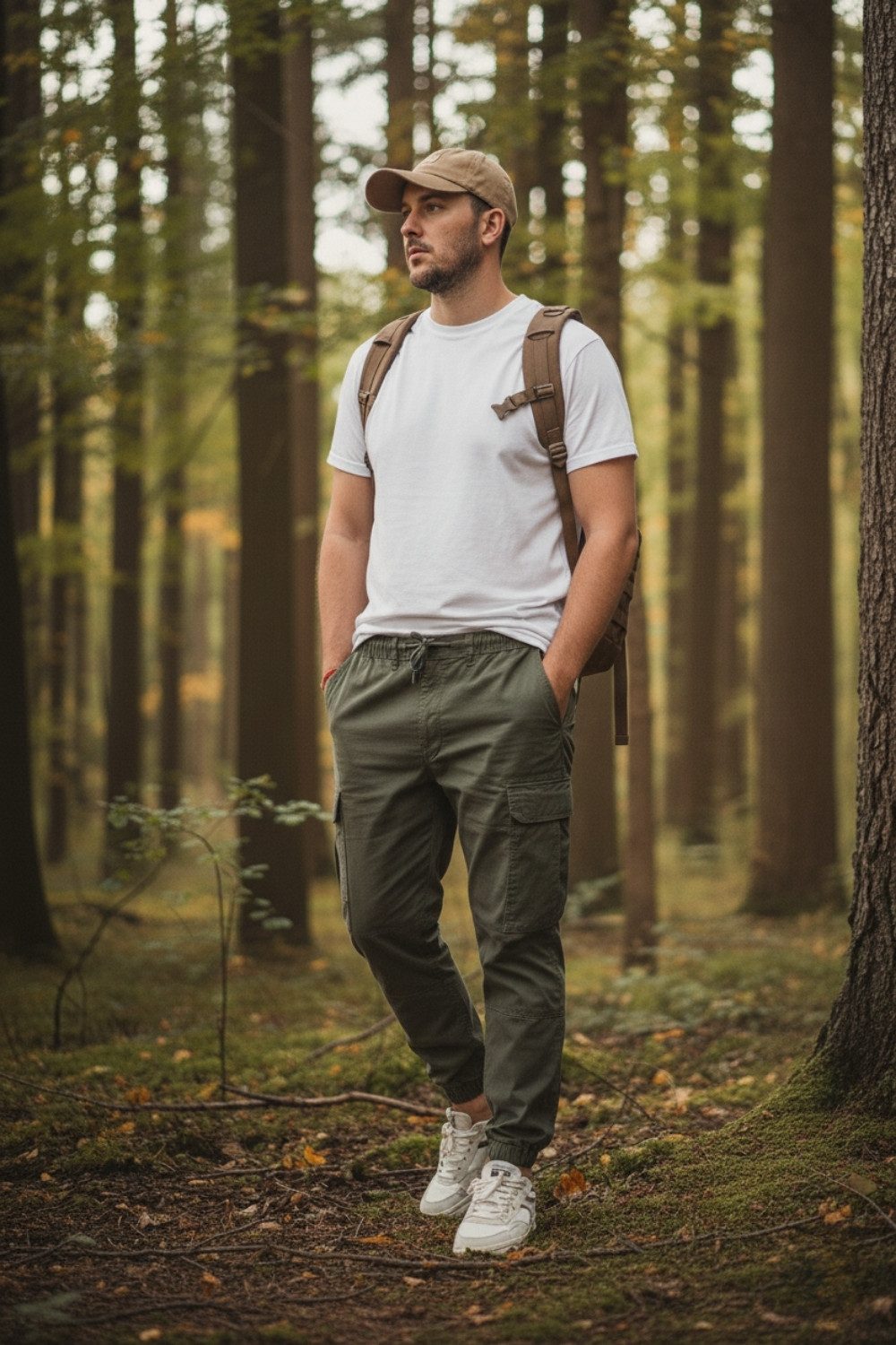 COMEOR Cargohose Herren Stretch Relaxed Fit mit 6 Taschen und Kordelzug Elastischer Beinabschluss, Kordelzug am Bund, Hoher Tragekomfort