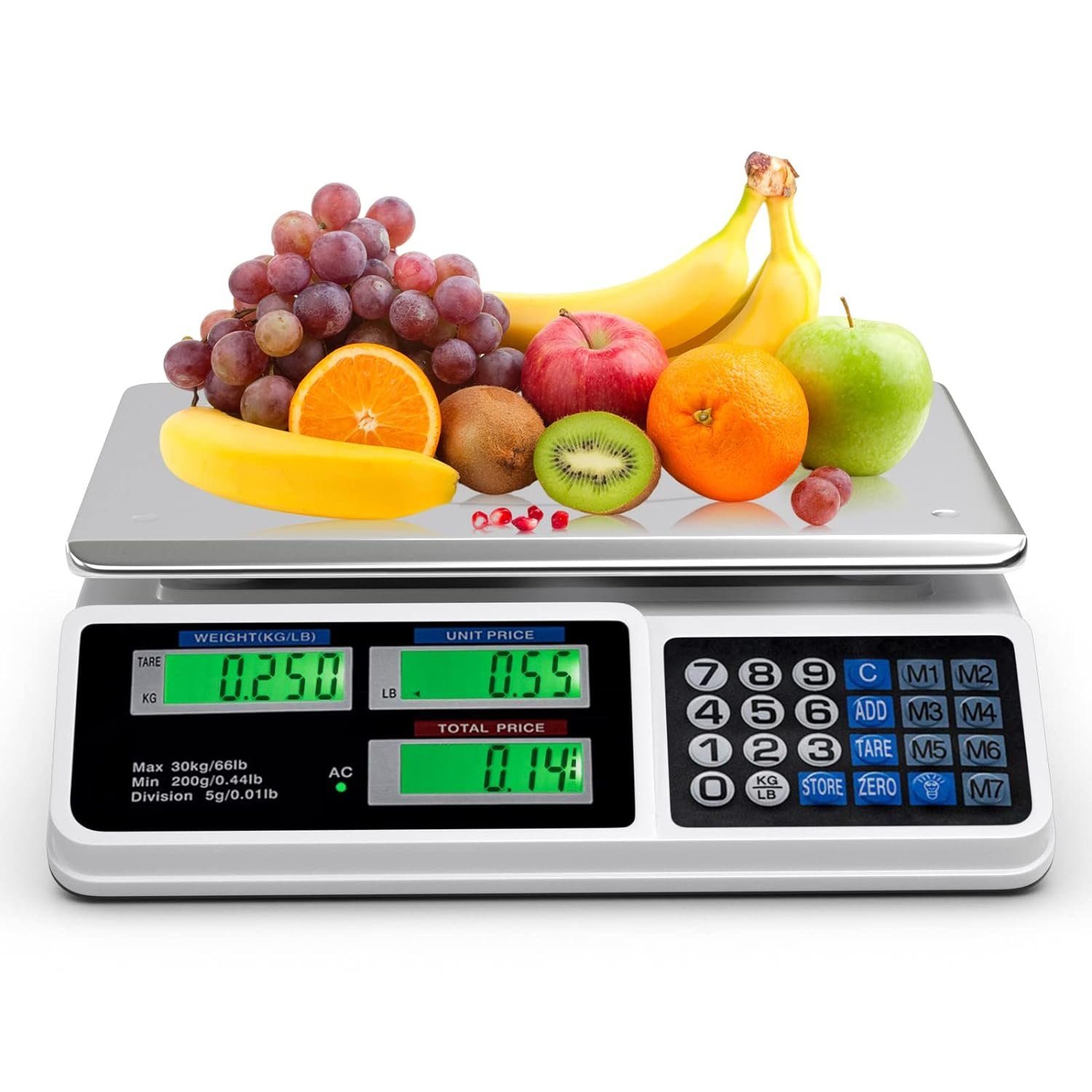 yozhiqu Küchenwaage Feinkostwaage für gewerbliche Lebensmittel, elektronisches Zählgewicht, Einheitenumrechnung mit einem Klick, wasserdichte Waagenplattform