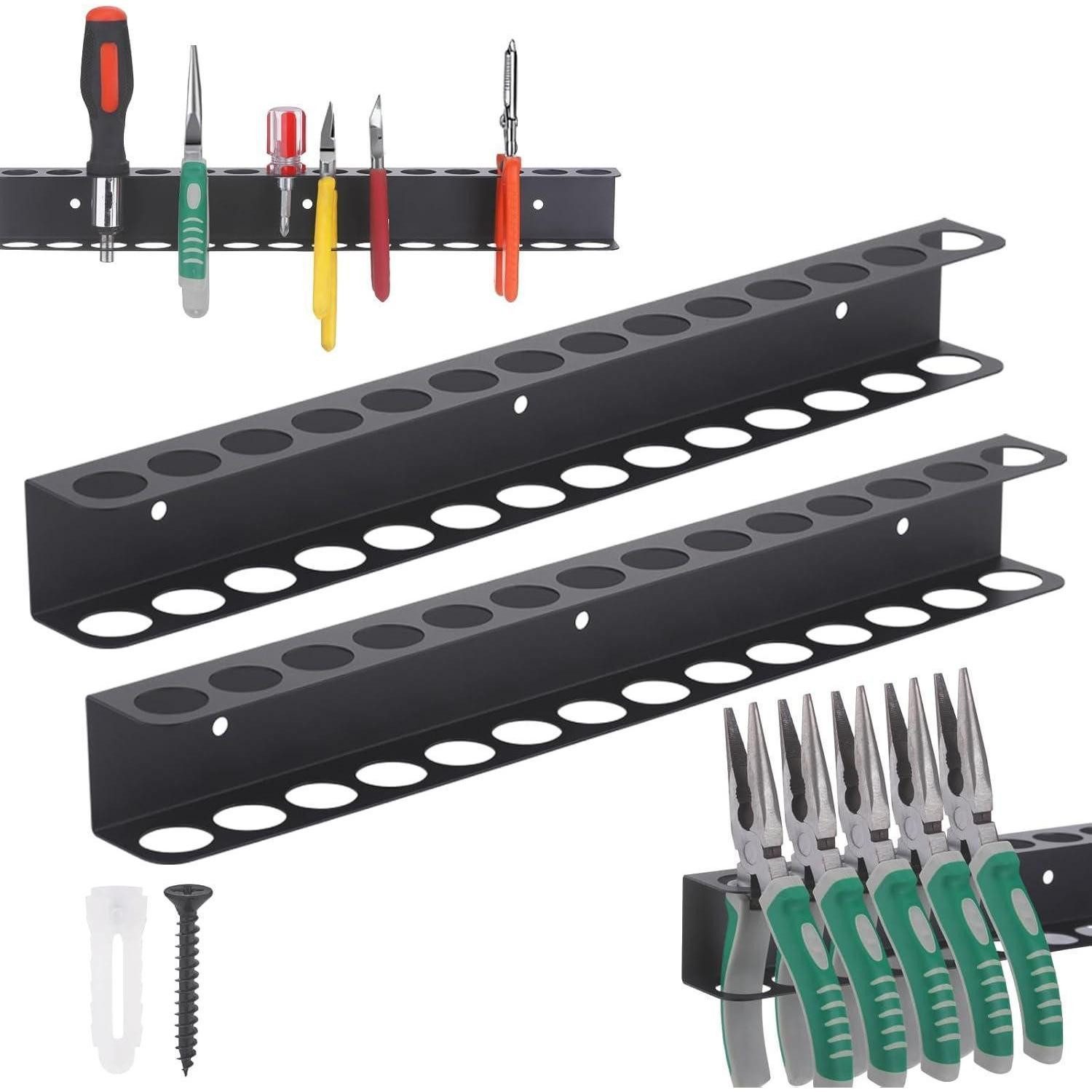 Werkzeughalter Zangenhalter 2er Set 40 cm 14 Löcher schwarz Wandhalterung