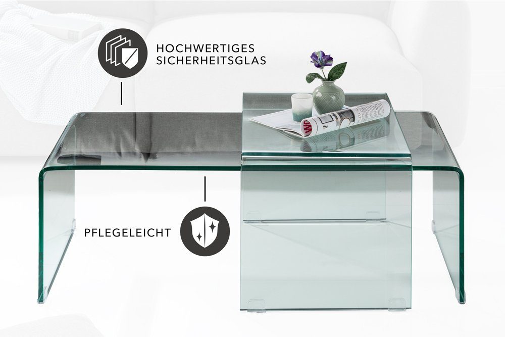 riess-ambiente Couchtisch FANTOME 100cm transparent · Wohnzimmertische aus Glas (Set, 2-St), eckig · Sicherheitsglas (tempered glass) · Modern Design