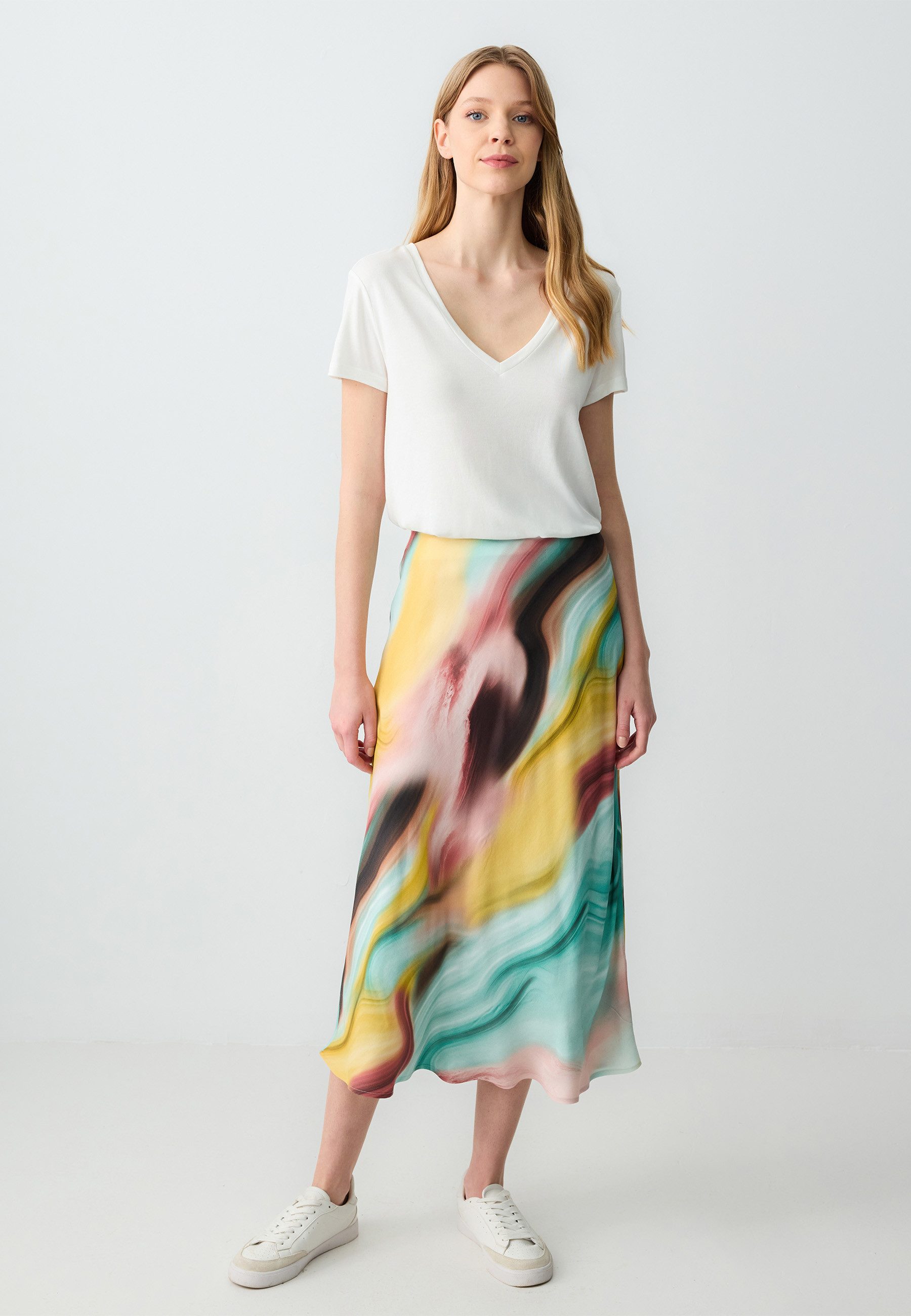 Minirock Regular Fit Hoge Taille Geweven Veelkleurige Rok