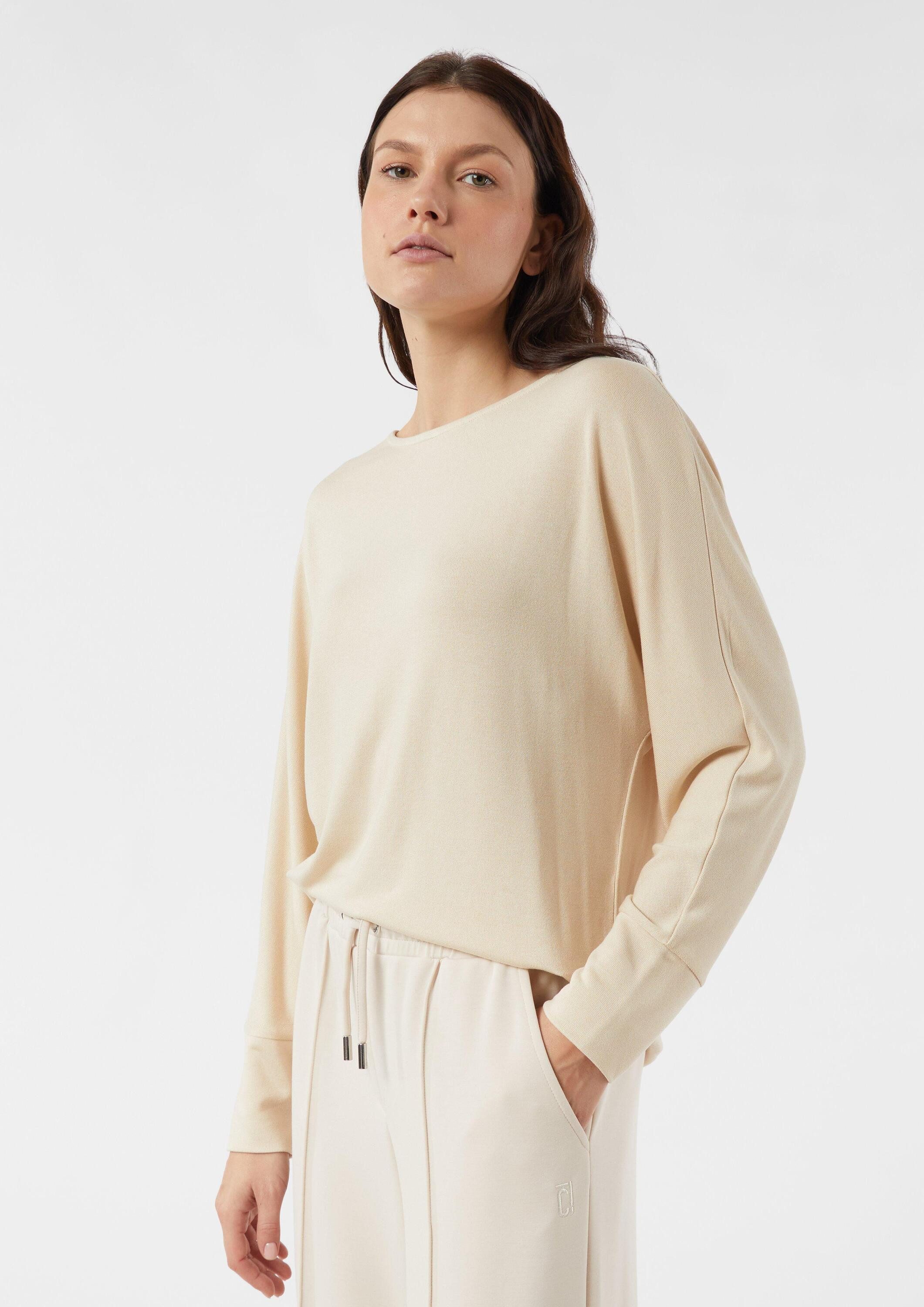 comma Langarmshirt T-Shirt Jerseyshirt mit Fledermausärmeln und Glitzergarn