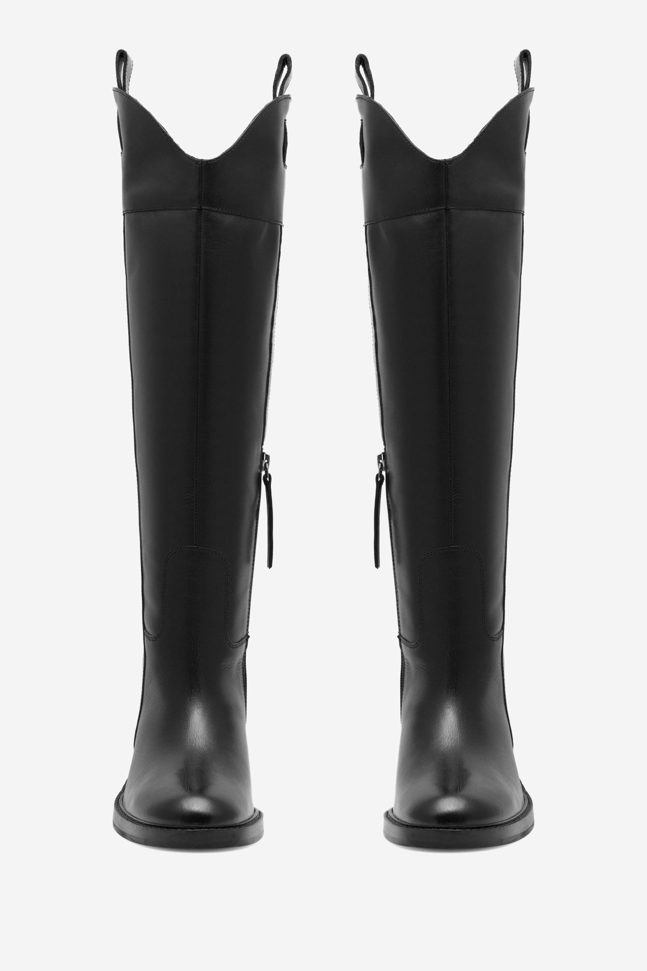 GINO ROSSI Gino Rossi DORA‑110383 – Damen-Lederstiefel mit Absatz Schwarz Stiefel Hoher Schaft, Blockabsatz, Reißverschluss