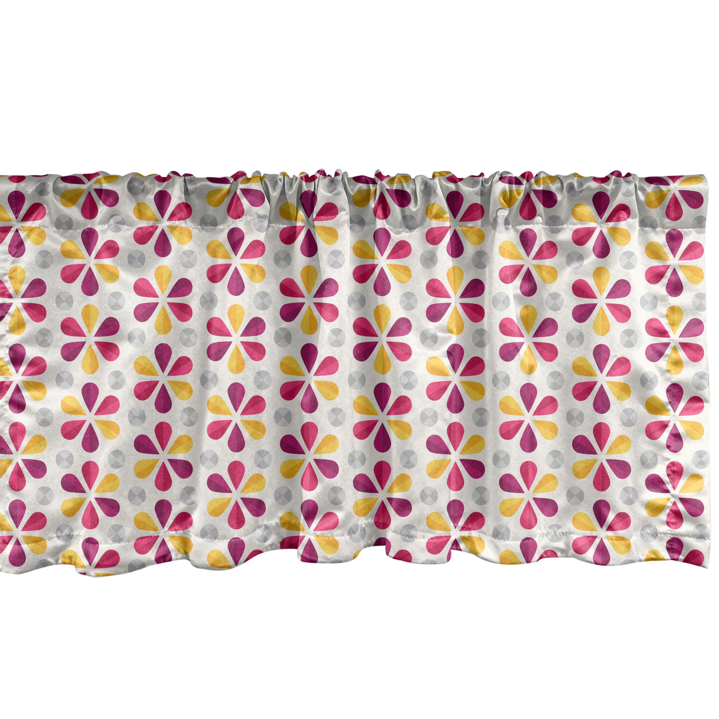 Scheibengardine Vorhang Volant für Küche Schlafzimmer Dekor mit Stangentasche, Abakuhaus, Microfaser, Abstrakt Bunte Blumen Origami