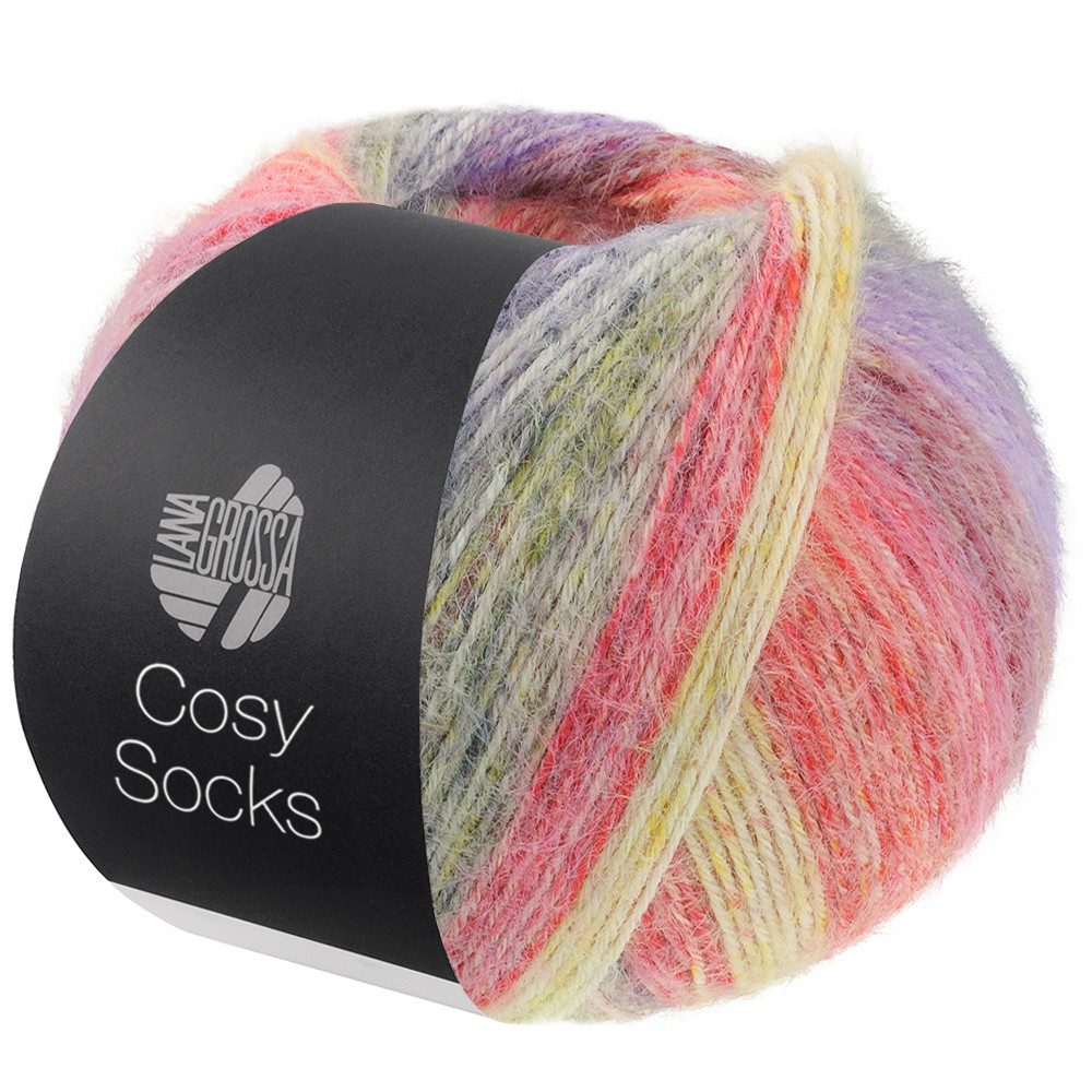 LANA GROSSA Meilenweit 100 g COSY SOCKS DREAM Häkelwolle, 400 m (Flauschige Sockenwolle mit Merinowolle mit besonderem Druckeffekt, waschmaschinenfest), 100 g